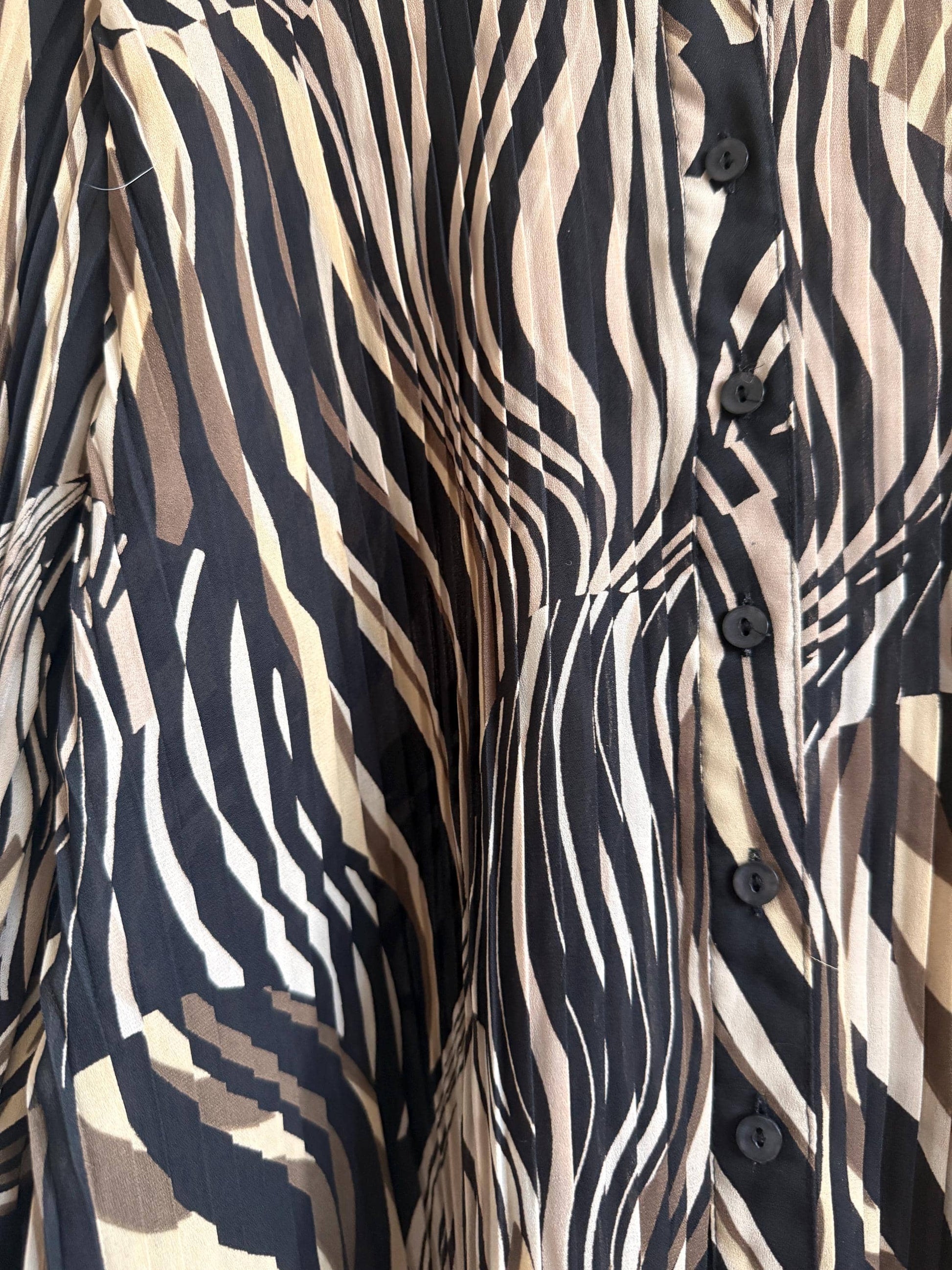 Vintage Zebra Print Pleated Blouse | Abstract Animal Print Y2K Top