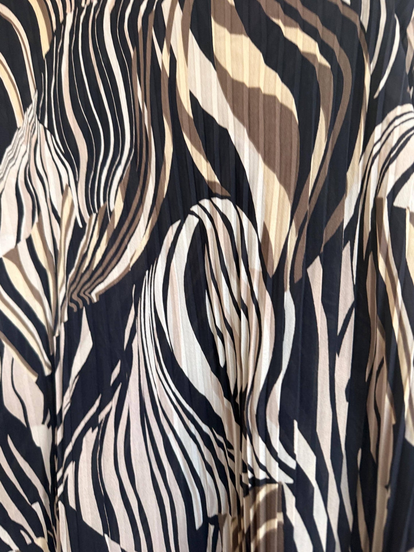 Vintage Zebra Print Pleated Blouse | Abstract Animal Print Y2K Top
