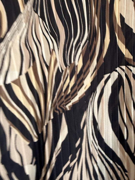 Vintage Zebra Print Pleated Blouse | Abstract Animal Print Y2K Top