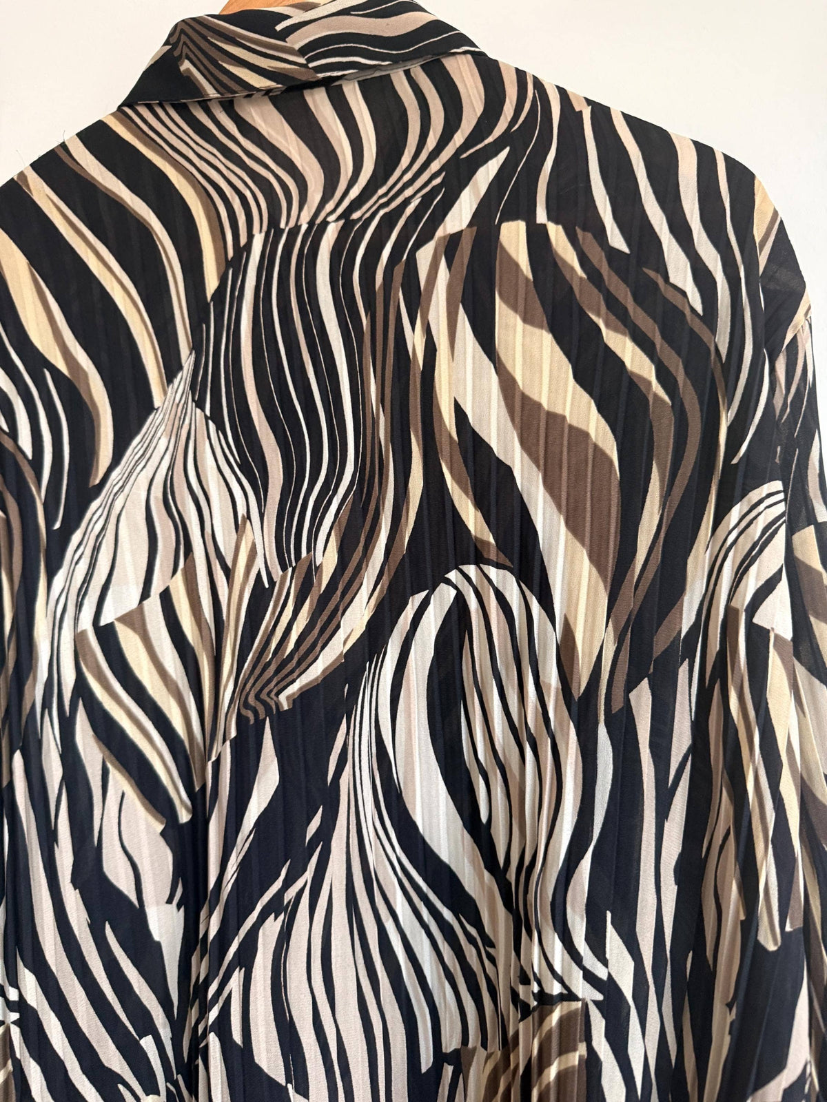 Vintage Zebra Print Pleated Blouse | Abstract Animal Print Y2K Top