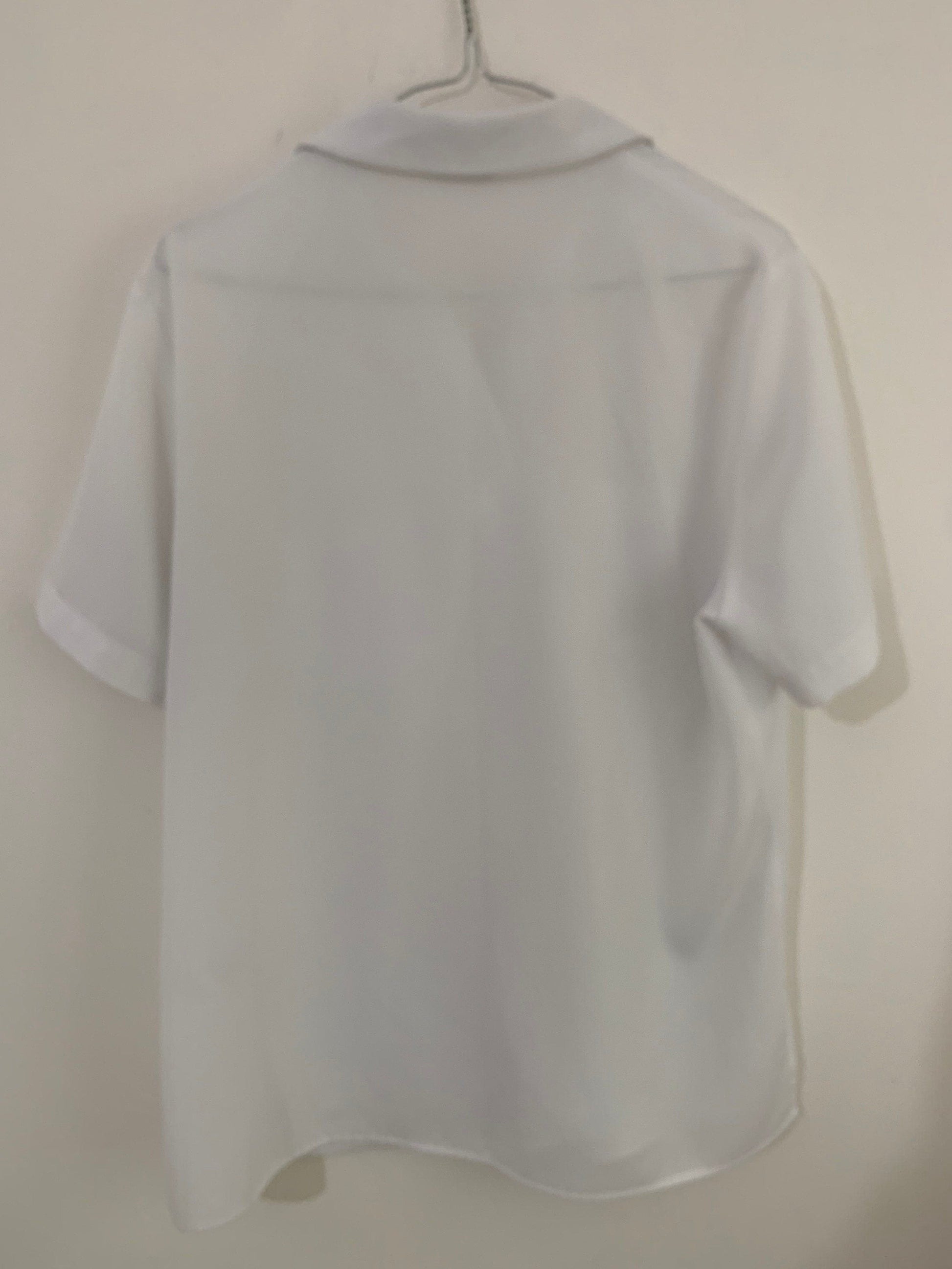 White Vintage Blouse Semi Sheer Button Through Boxy Shirt Sleeves - Size 14