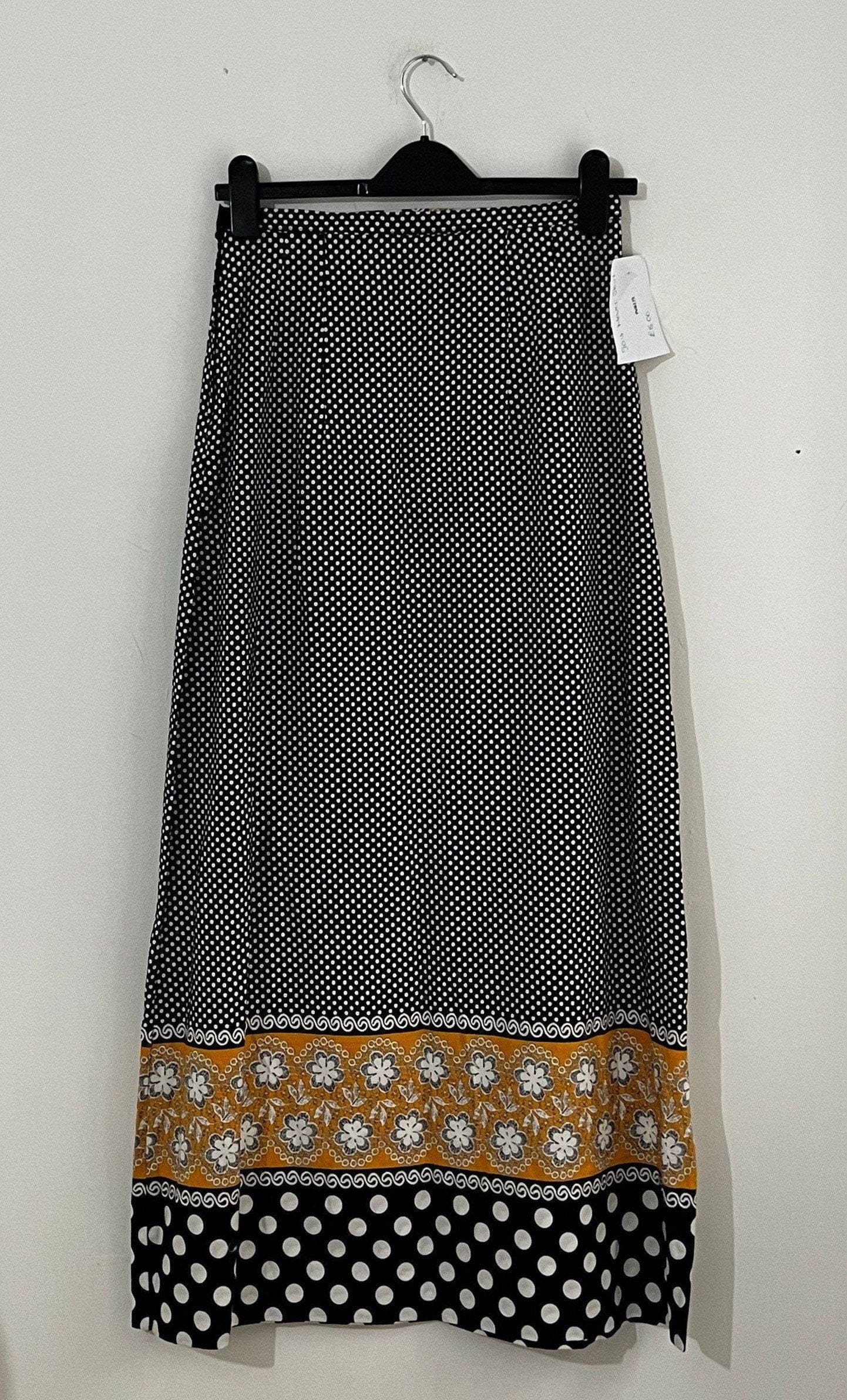 Vintage Maxi Skirt Black and Yellow Ankle Length - UK Size 8