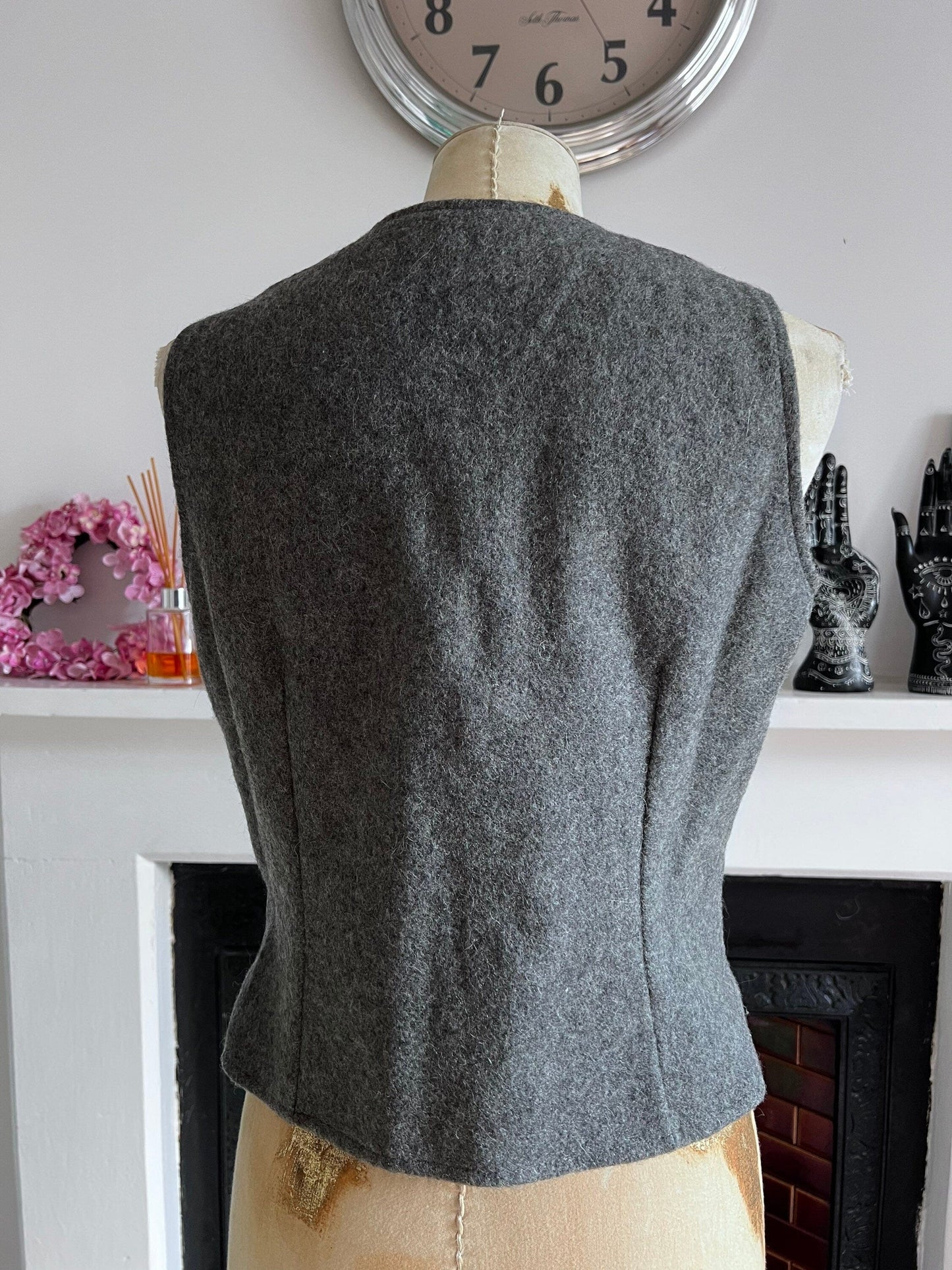 Vintage Grey wool Embroidered Vest Waistcoat- Monsoon Wool UK size 12
