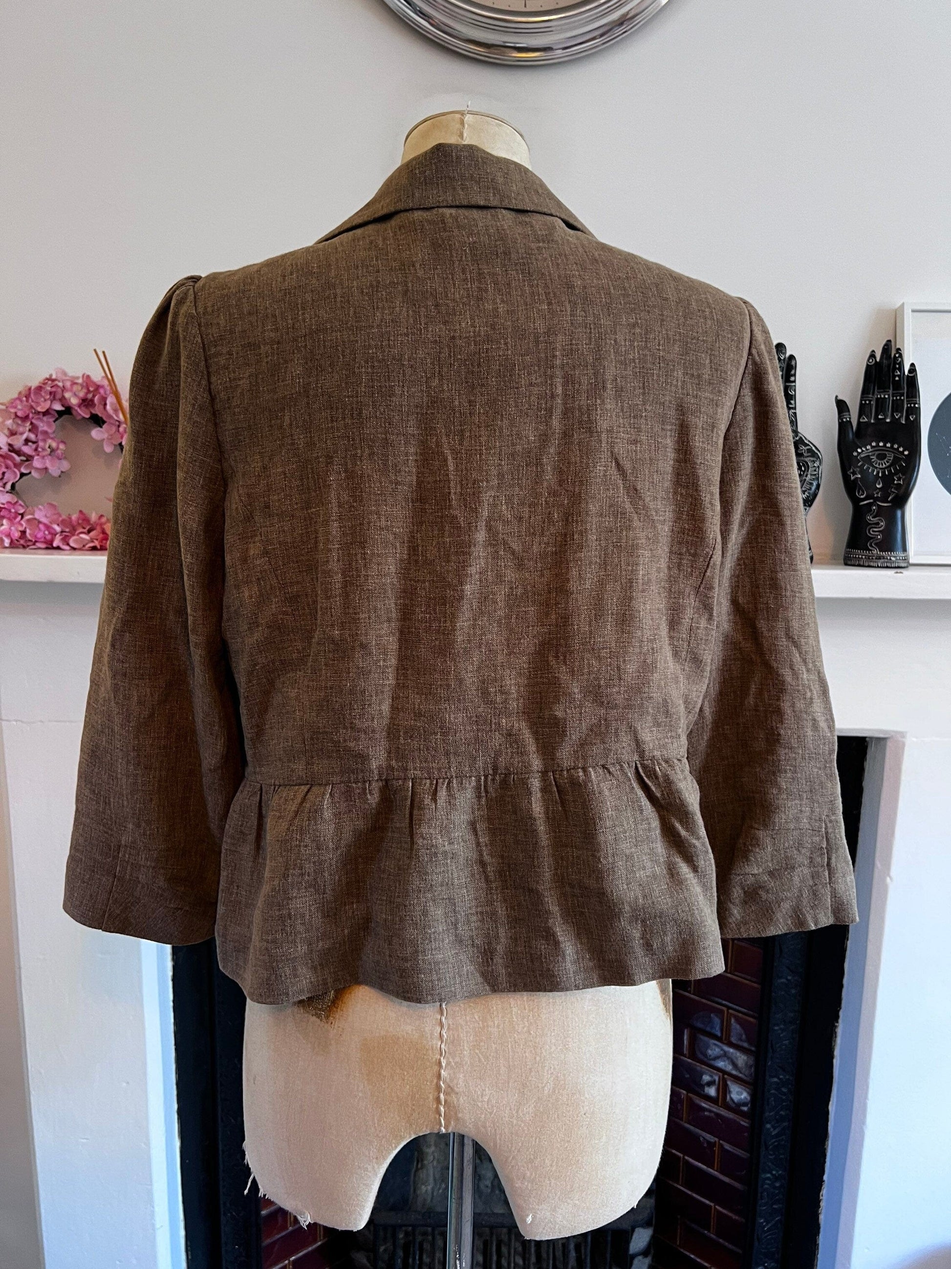Vintage Green/Brown Blazer H&M Olive Green/Brown Tweed Blazer Jacket -1990s Hennes Jacket chin my button