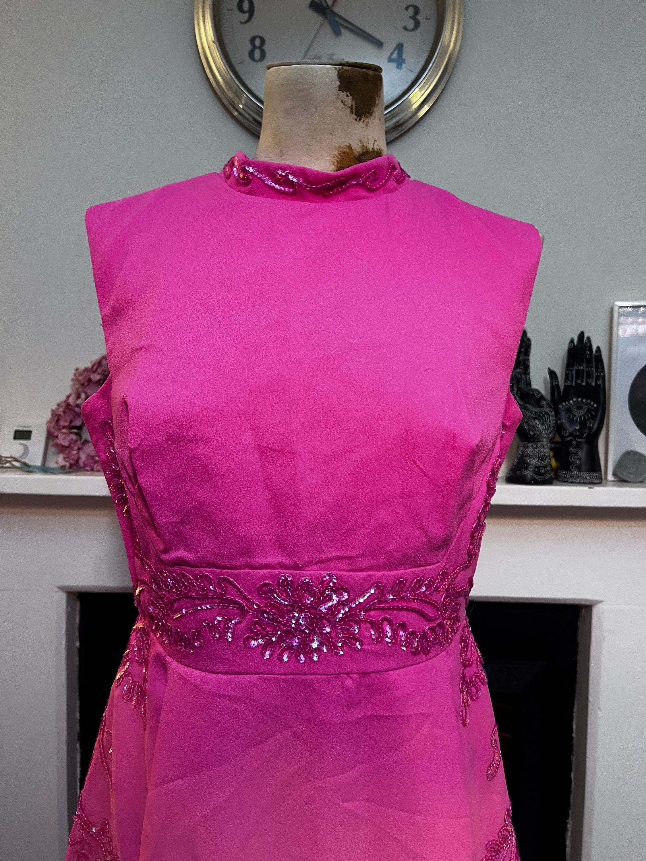1970s Prom Dress Mike Benet vintage Prom Dress Pink Pretty