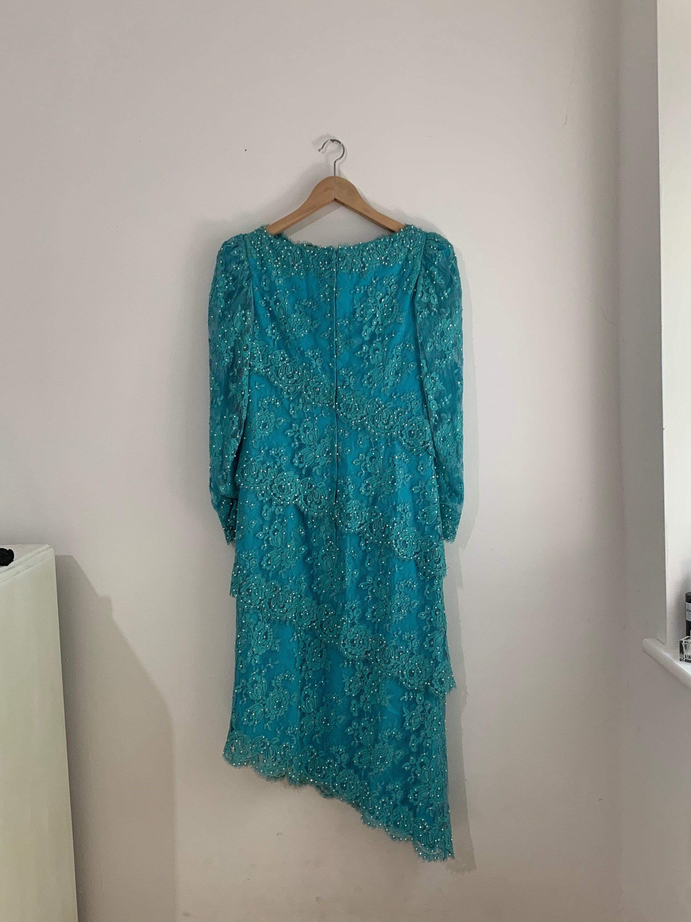 Turquoise vintage dress on sale
