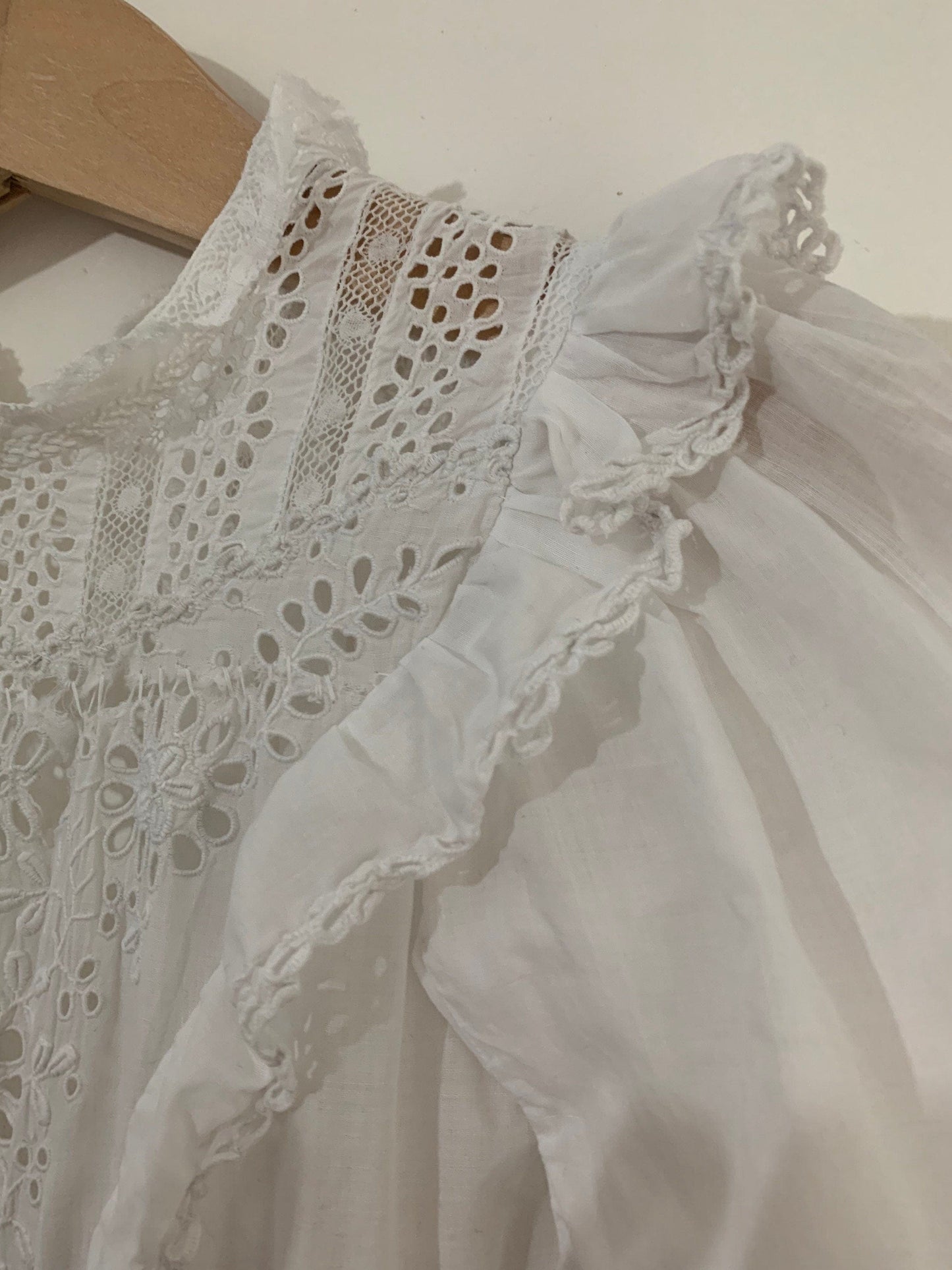 Antique Christening Gown, 19th Century Christening Gown, Heirloom Broiderie Anglais Christening Gown, Antique Dress, White Dolls Dress