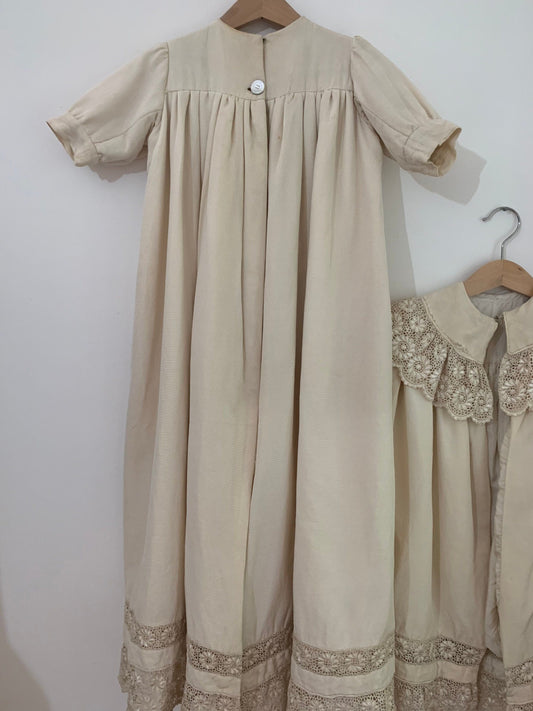 Antique Silk Christening Gown and cape, 19th Century Christening Gown, Heirloom Christening Gown, Antique Christening Cape Silk Exceptional