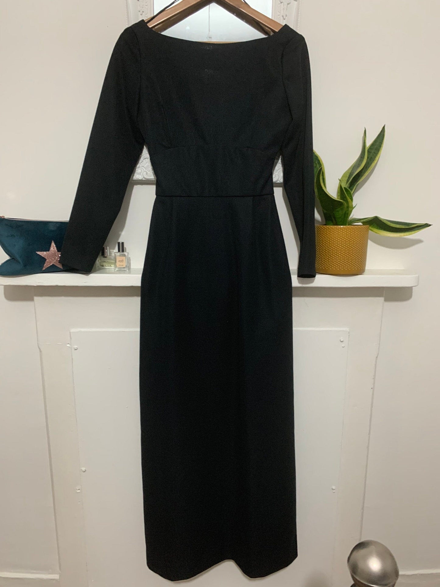 Black Open Back Vintage Maxi Dress - Exceptional Condition - 1960s Poly Peck - Sybil Zelker