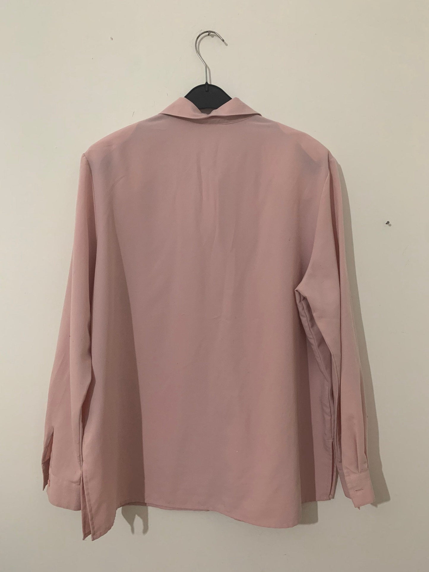 Pink Vintage Blouse Semi Sheer Button Through Boxy long Sleeves - Size 14