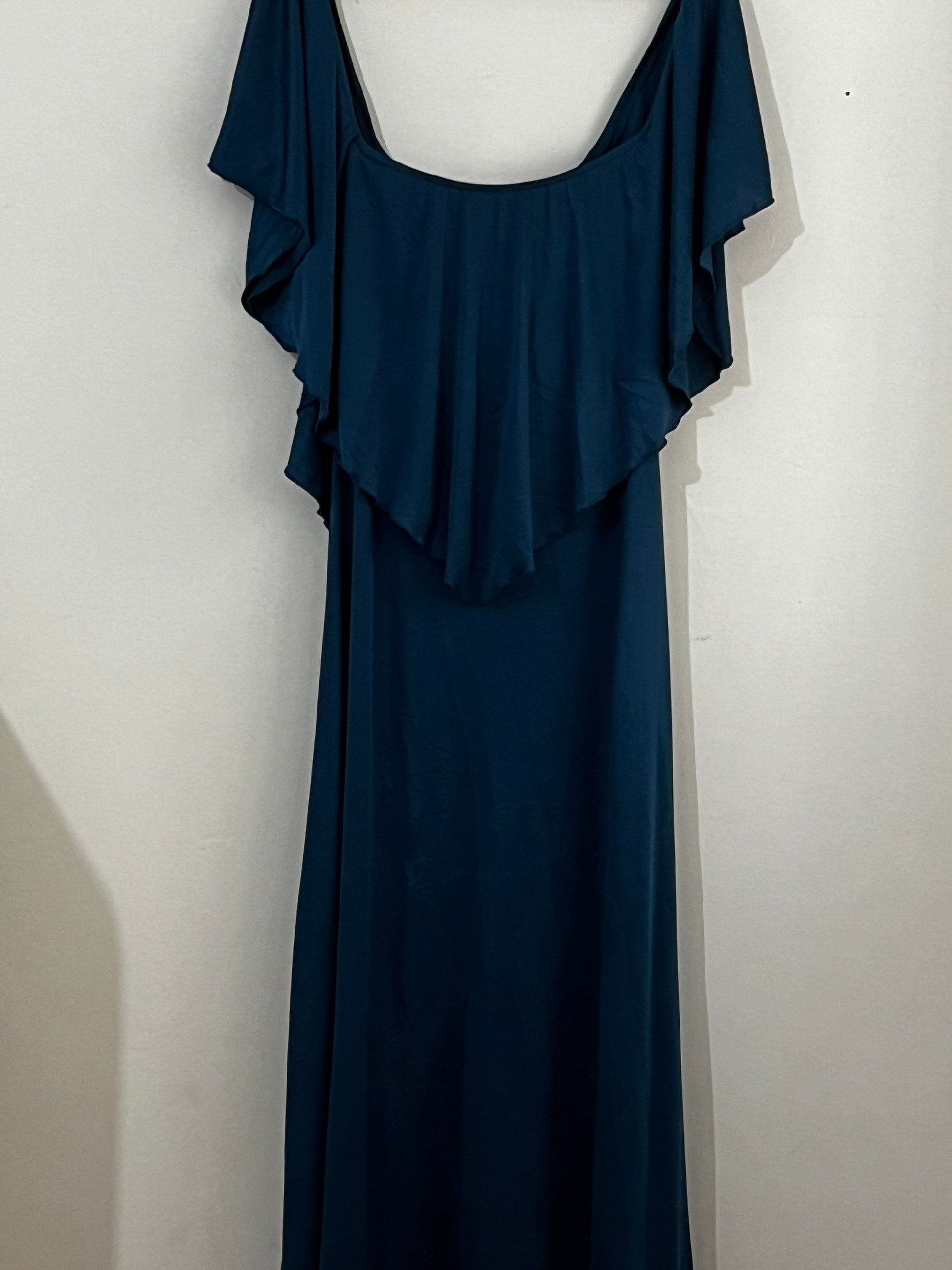 Vintage 70s Shawn Originals Off the shoulder maxi Dress Length Teal Dress with overwater panel UK Size 10-12 Active Restock requests: 0