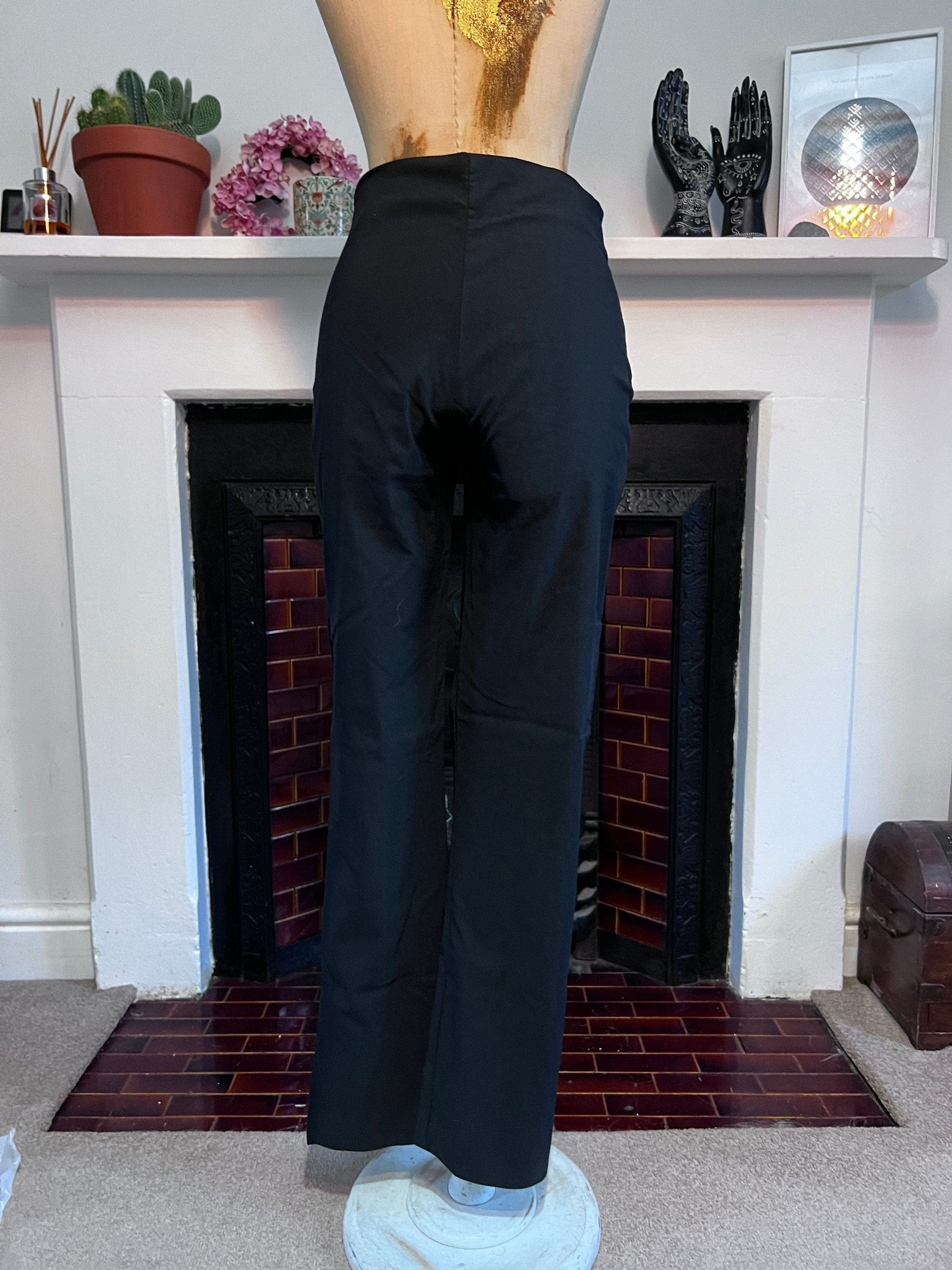 Vintage black trousers beaded kick flare high waisted ladies trousers black - UK8-12