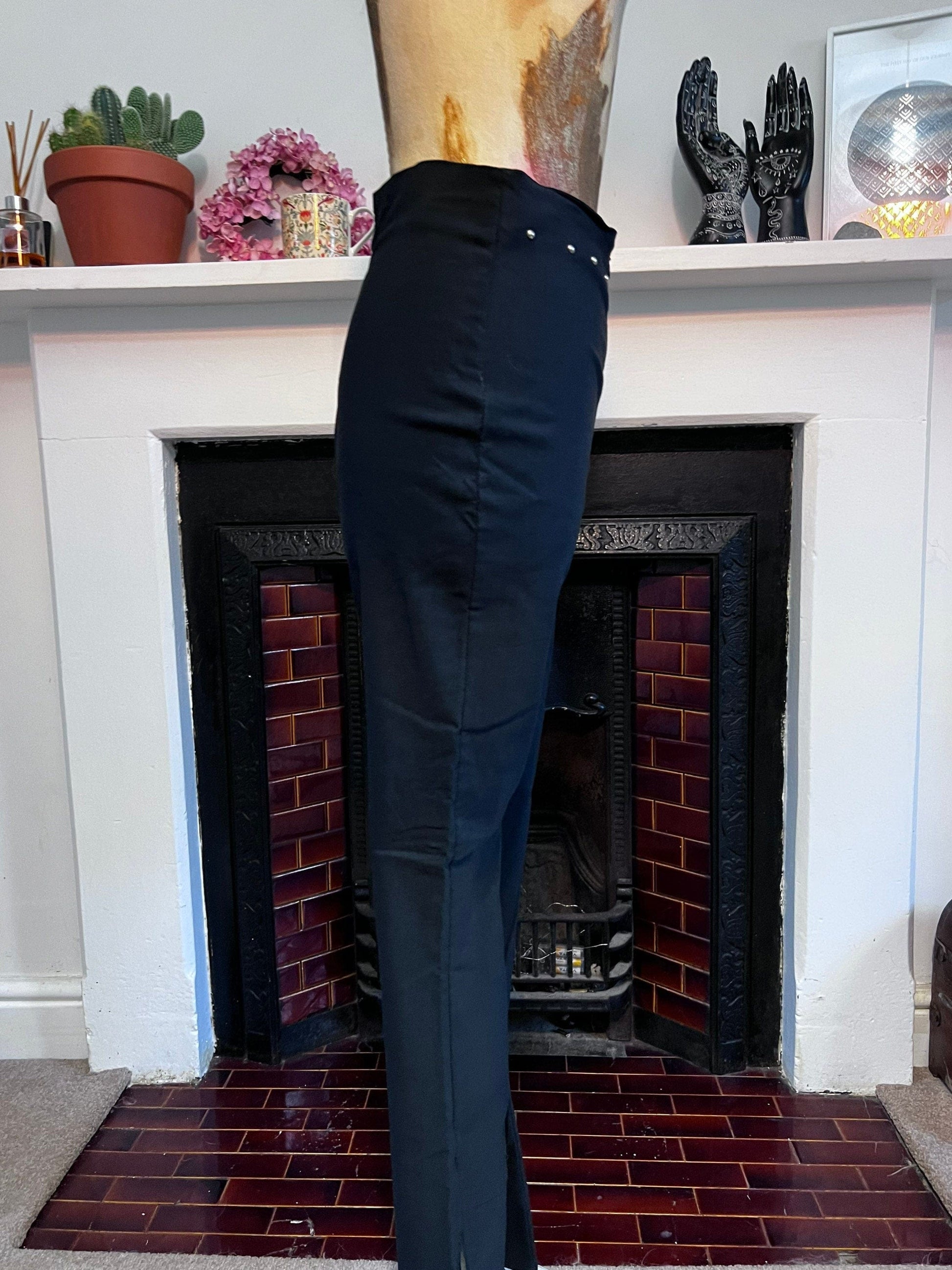 Vintage black trousers beaded kick flare high waisted ladies trousers –  Pretty Vintage Boutique