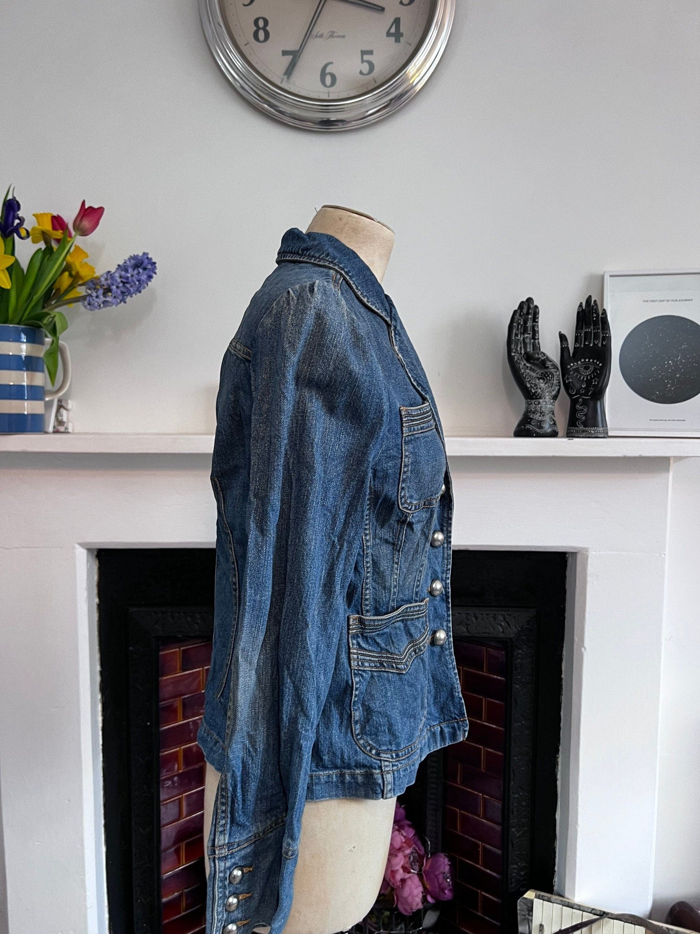 Vintage blue denim jacket 80’s 90’s denim jacket - Vintage denim Jacket Blue Stonewashed Denim - Fitted UK8-10