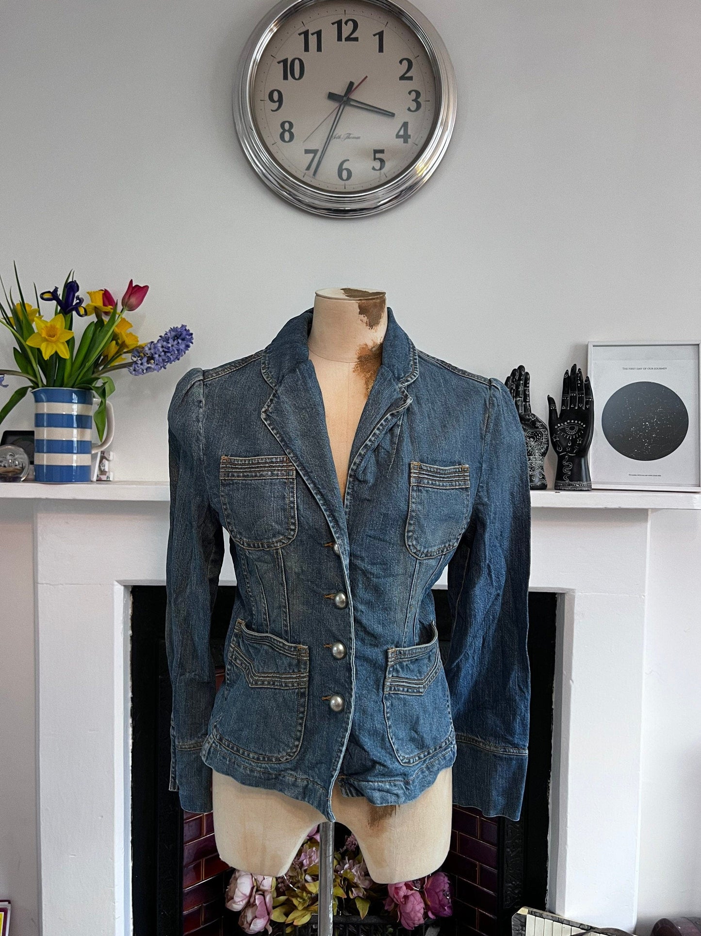 Vintage blue denim jacket 80’s 90’s denim jacket - Vintage denim Jacket Blue Stonewashed Denim - Fitted UK8-10