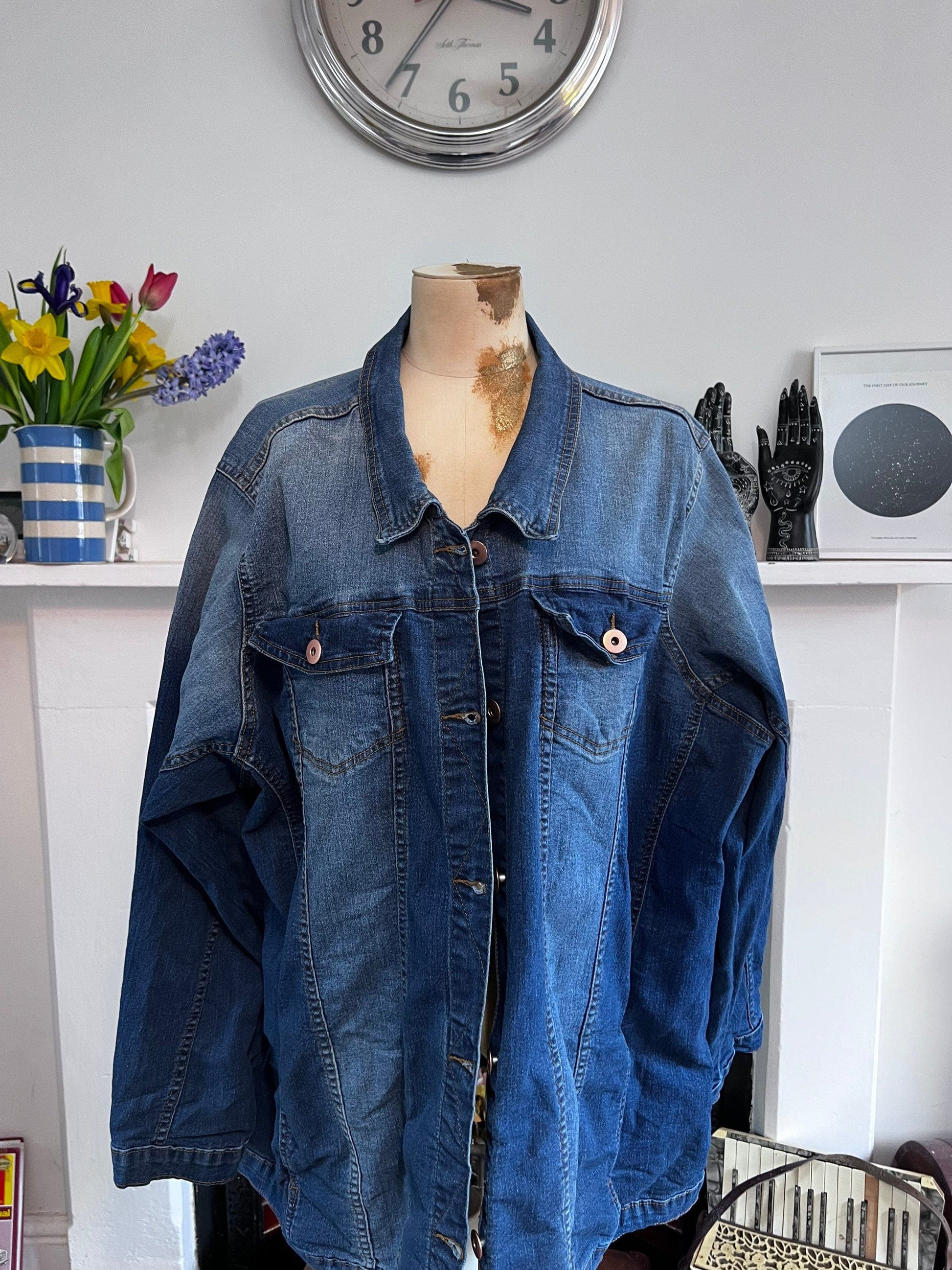 Vintage blue denim jacket 80’s 90’s denim jacket - Vintage denim Jacket Blue Stonewashed Denim - oversized UK22-24