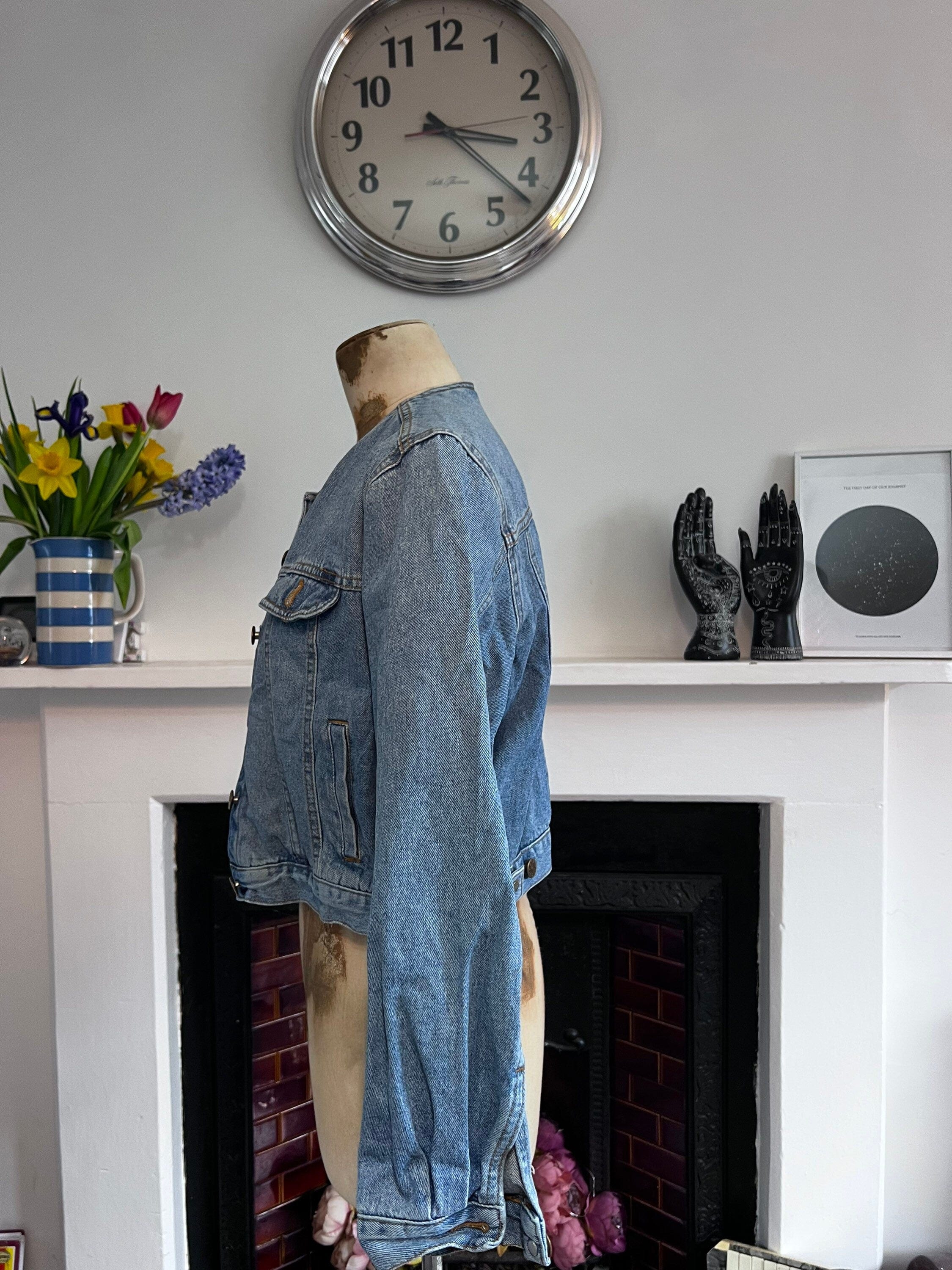Vintage blue denim jacket 80 s denim jacket Vintage denim Jacket Blue Stonewashed Denim Fitted UK10 12
