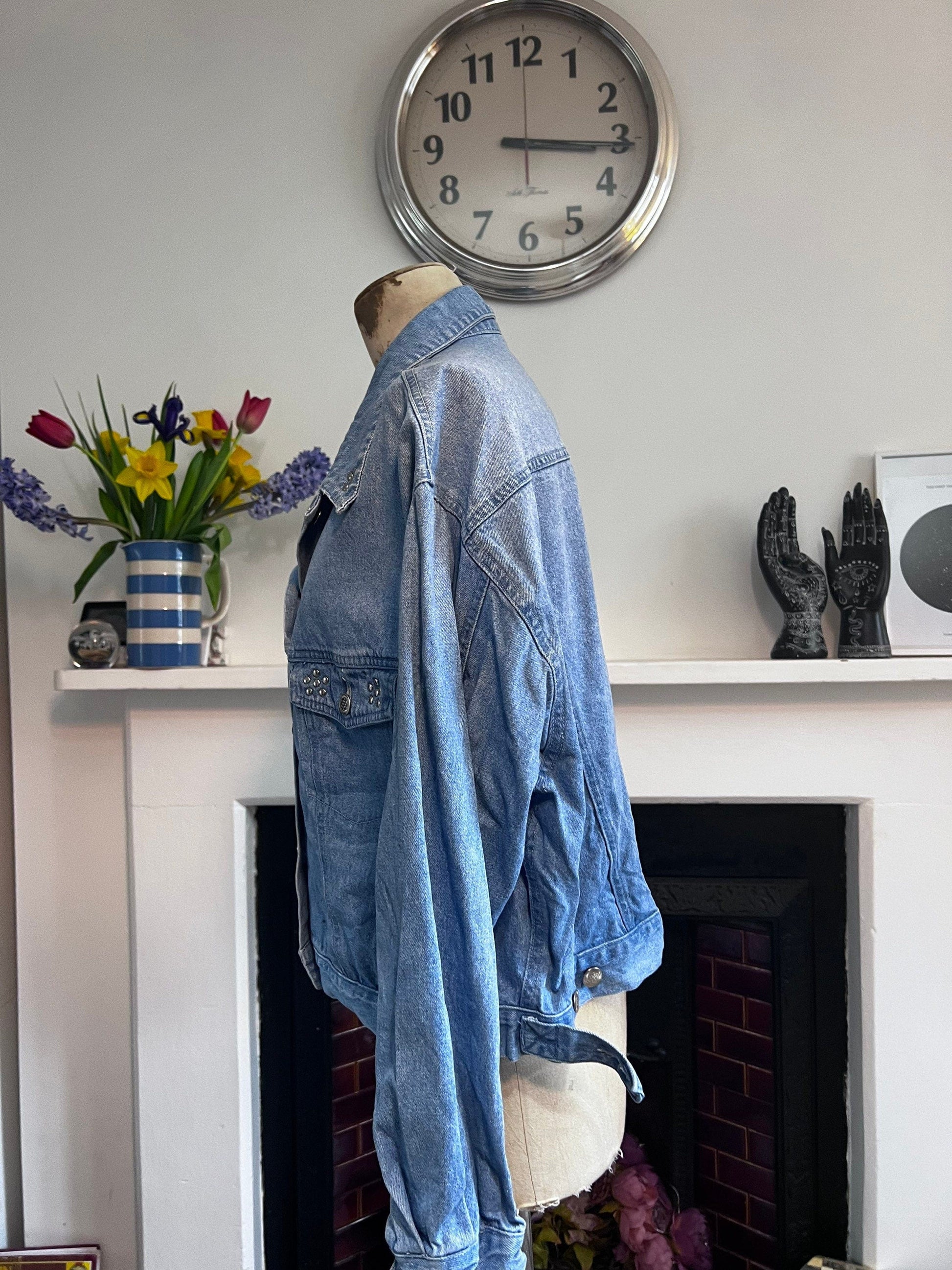 Vintage blue denim jacket 80’s denim jacket - Vintage denim Jacket Blue Stonewashed Denim - Fitted UK12-14