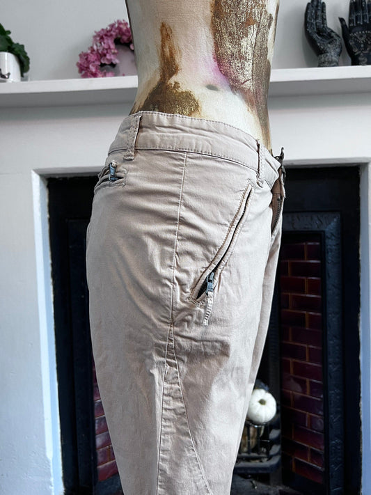 Vintage Calvin Klein Cargo Trousers - Zip Pockets and Ankle Zip - Beige Cargo Trousers