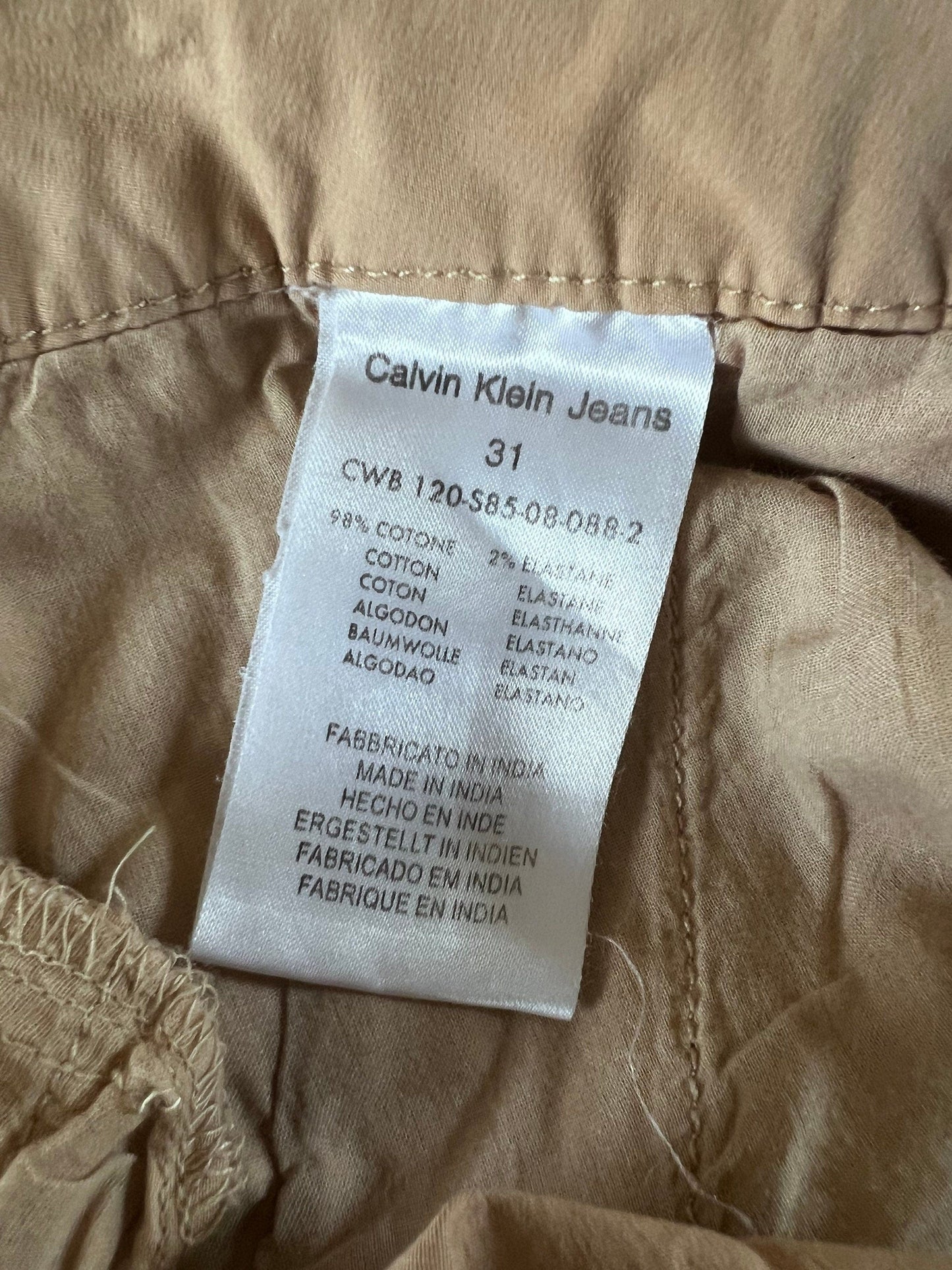 Vintage Calvin Klein Cargo Trousers - Zip Pockets and Ankle Zip - Beige Cargo Trousers