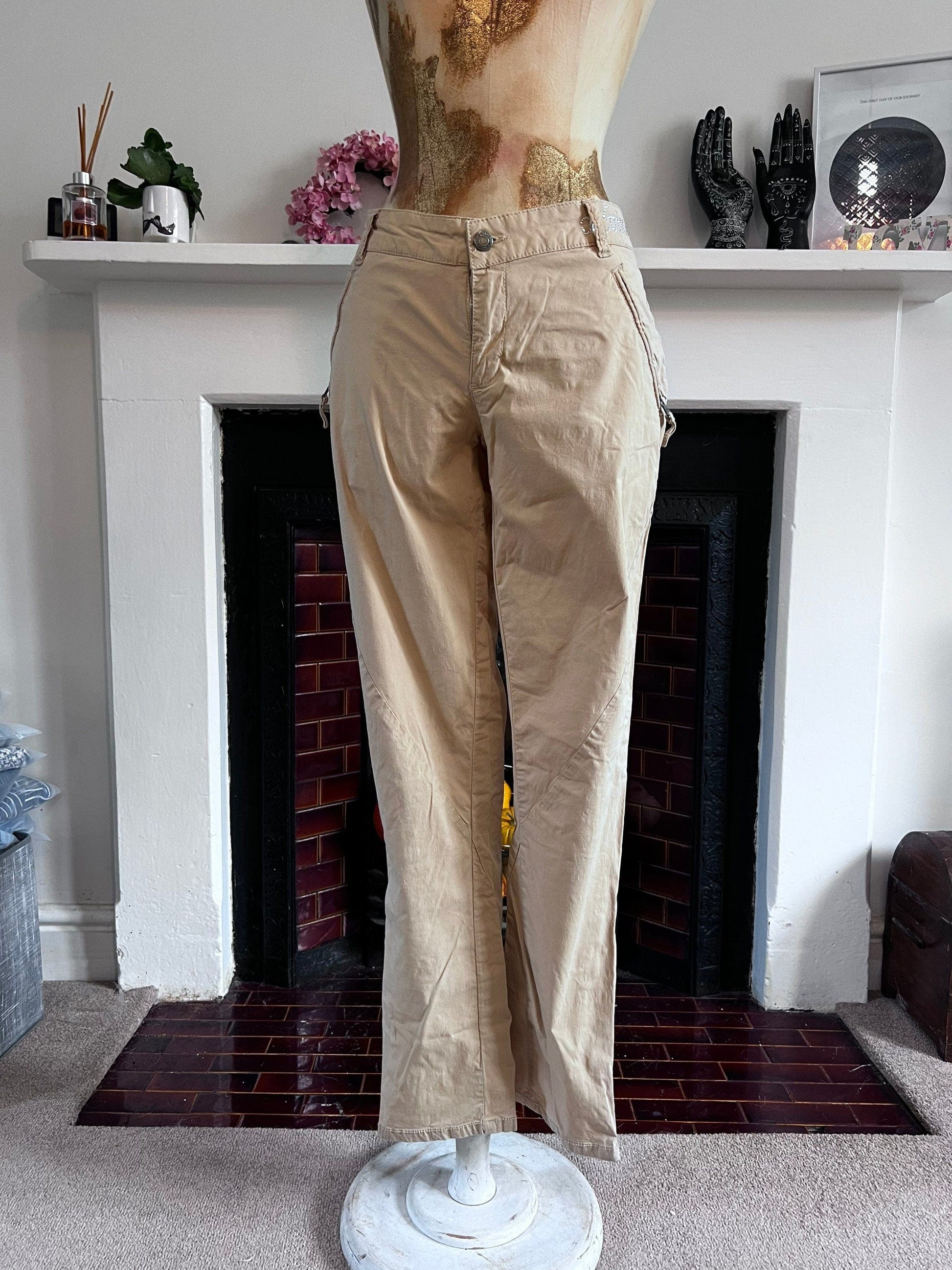 Vintage Calvin Klein Cargo Trousers - Zip Pockets and Ankle Zip - Beige Cargo Trousers