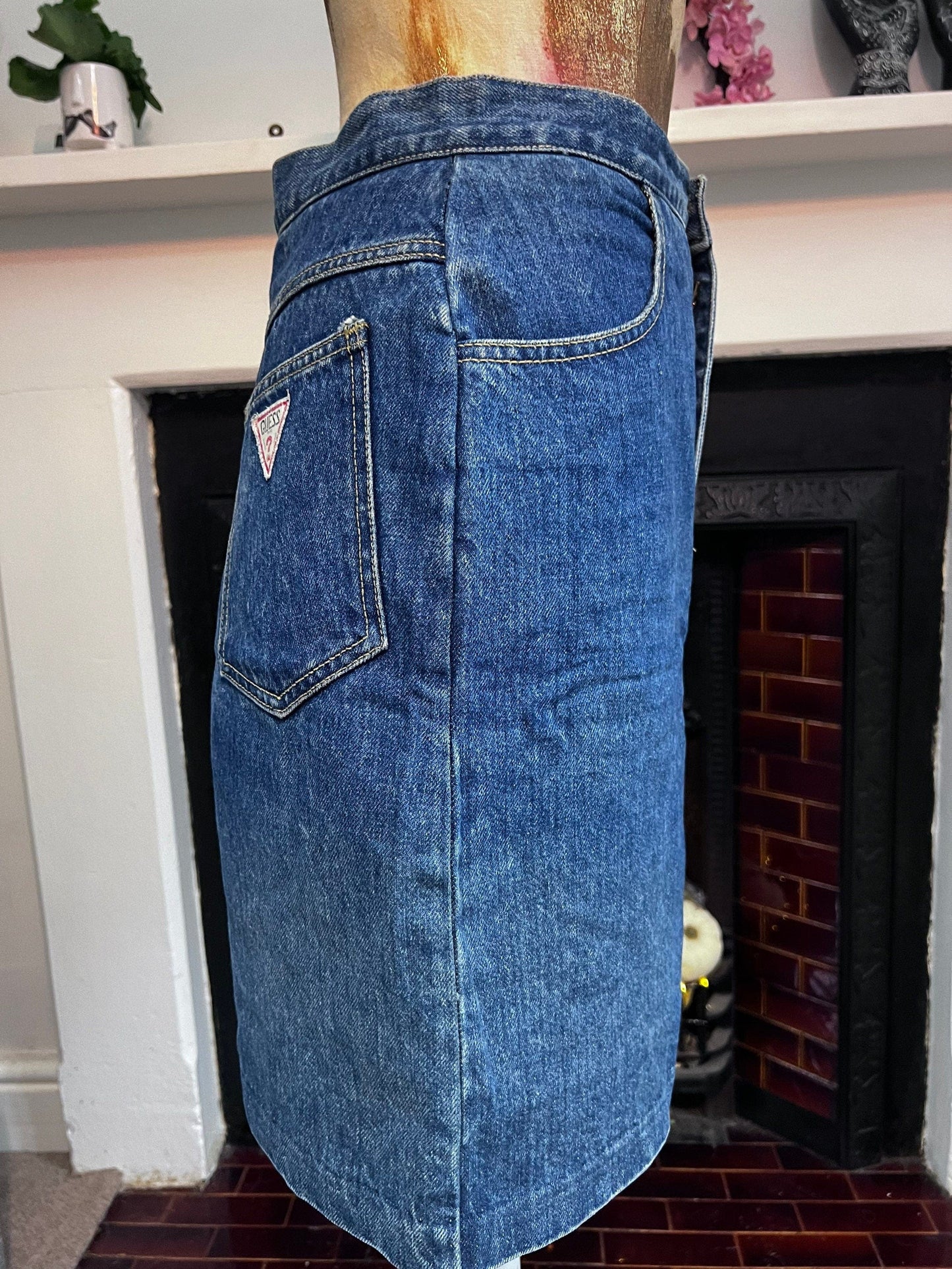 Vintage Denim Guess Skirt - Blue Denim Guess Vintage Skirt - UK8-10 1990s