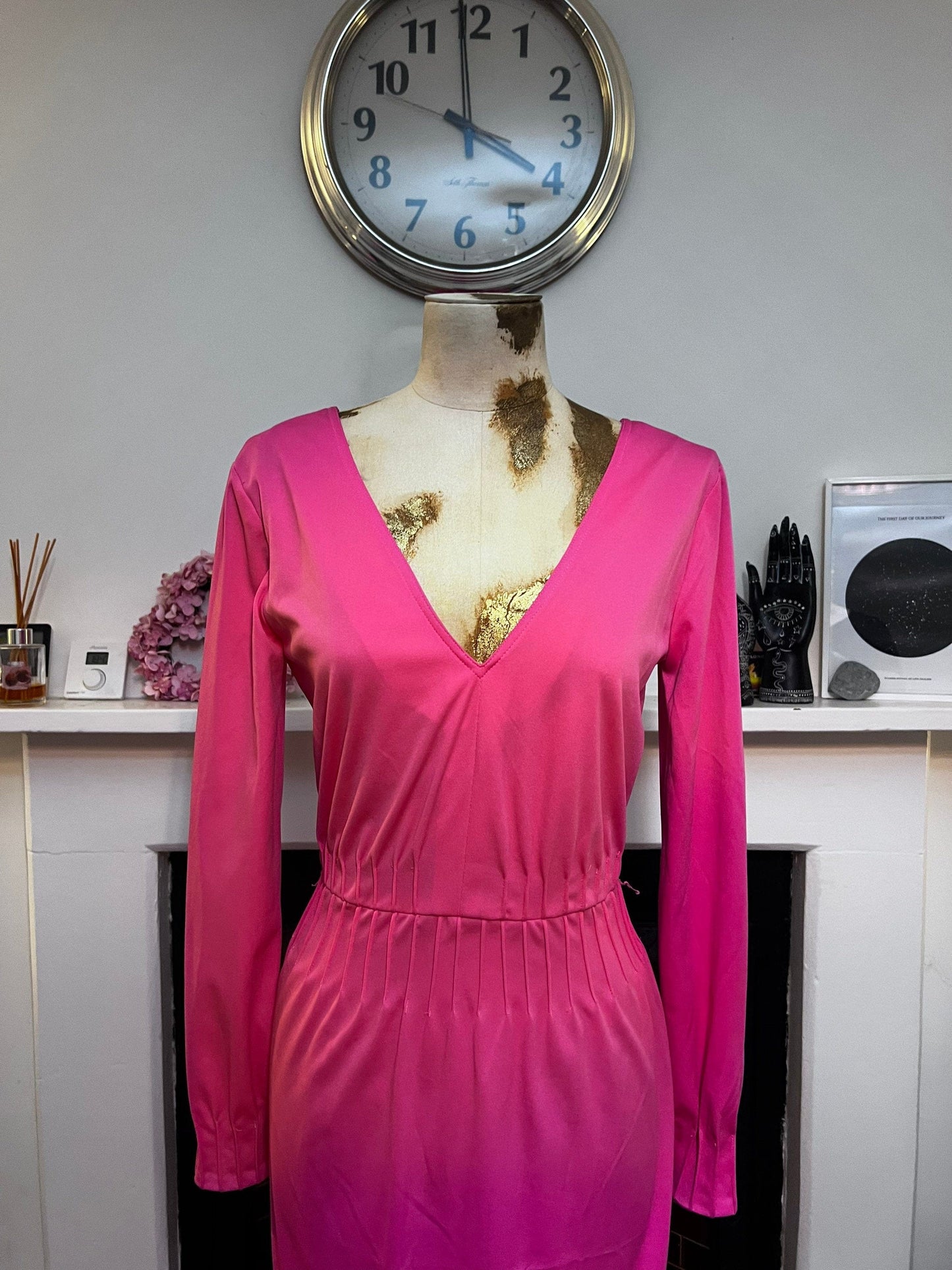 Vintage Dress Pink Maxi Dress seen V neck - Fabulous Condition - Jean Allen 1960s