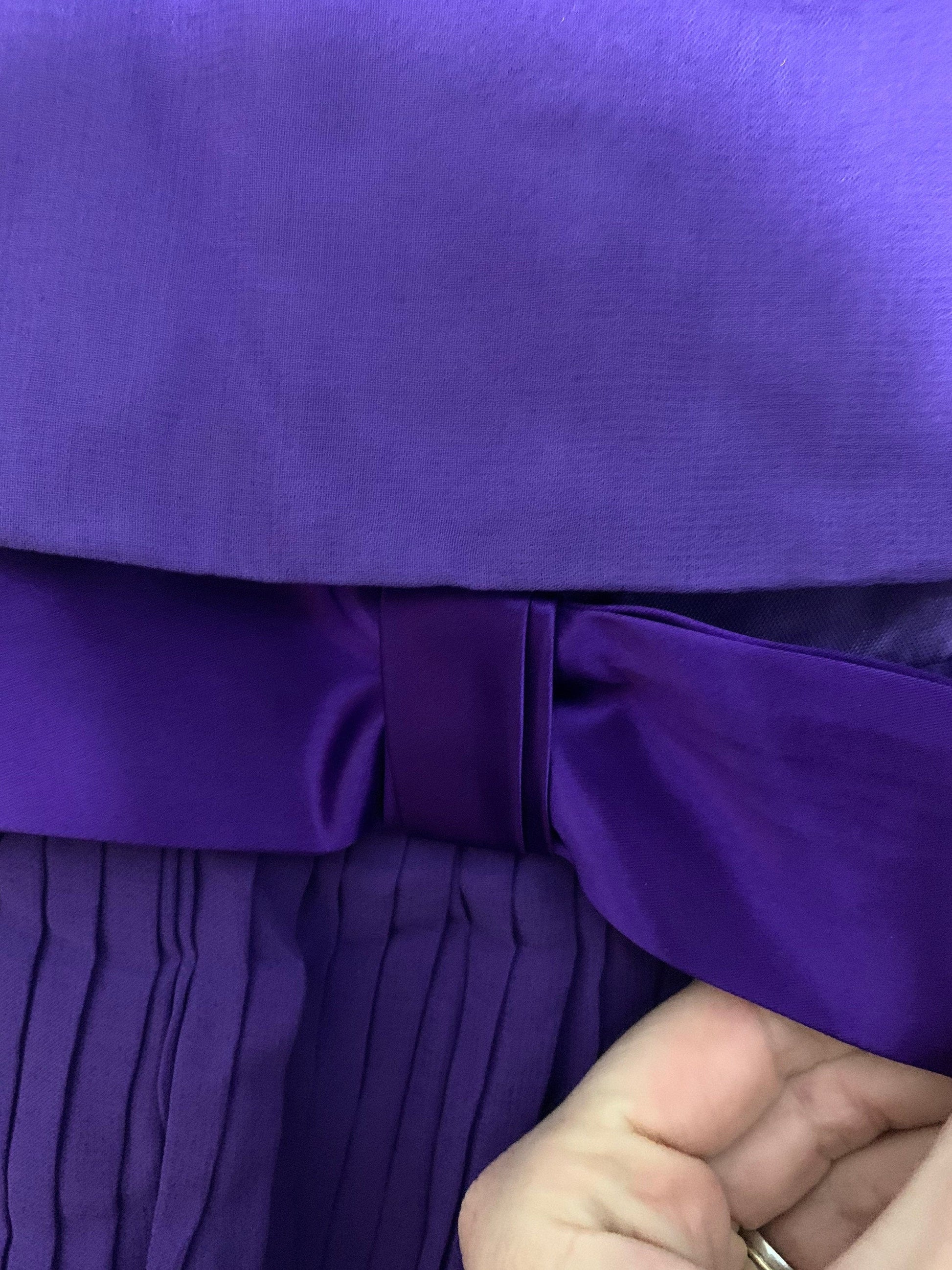 Vintage Purple Chiffon Dress layered Pleated shoestring strap Dress 80s C&A - Chiffon RaRa