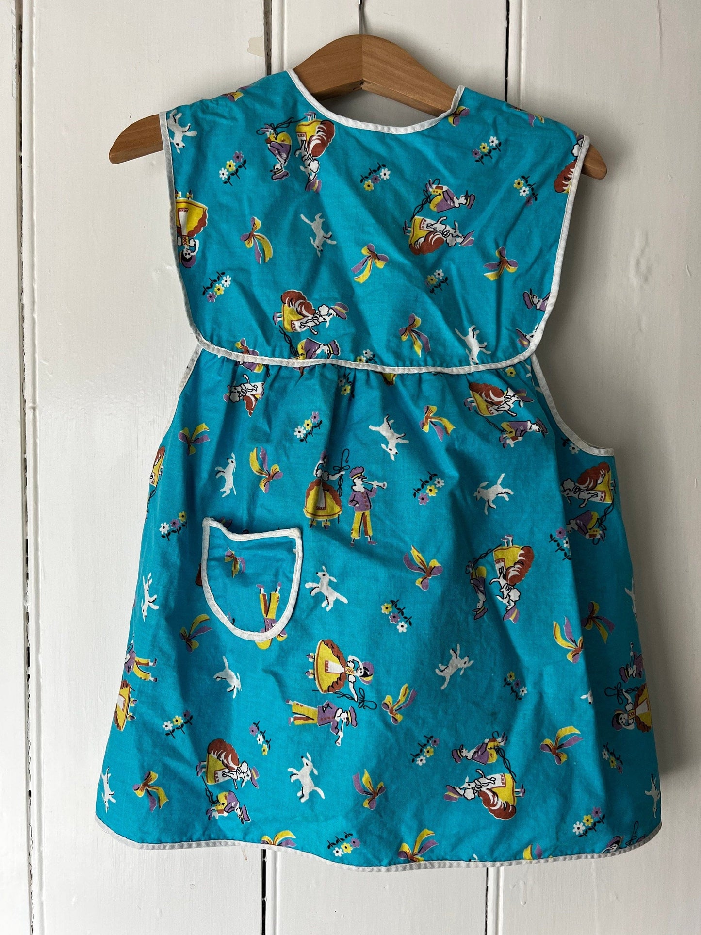 Vintage Girls Pinafore Dress - Blue Over Dress Baby Dress 2-3 years