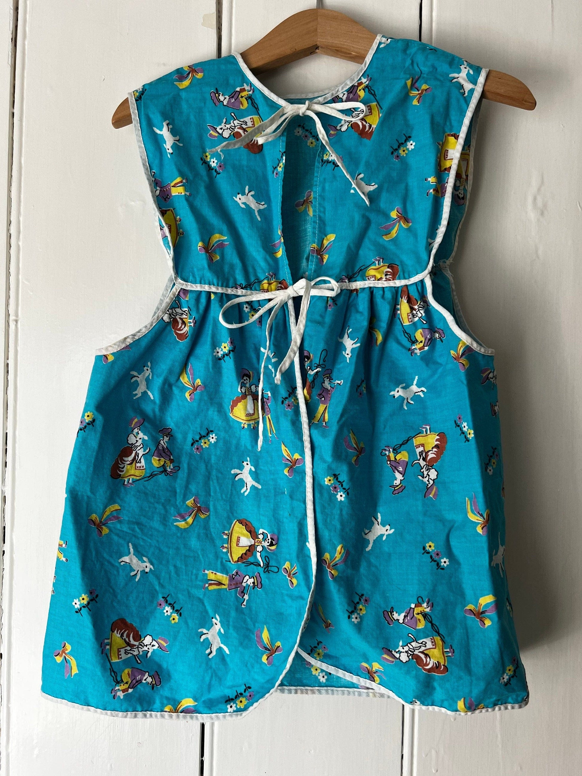 Vintage Girls Pinafore Dress - Blue Over Dress Baby Dress 2-3 years