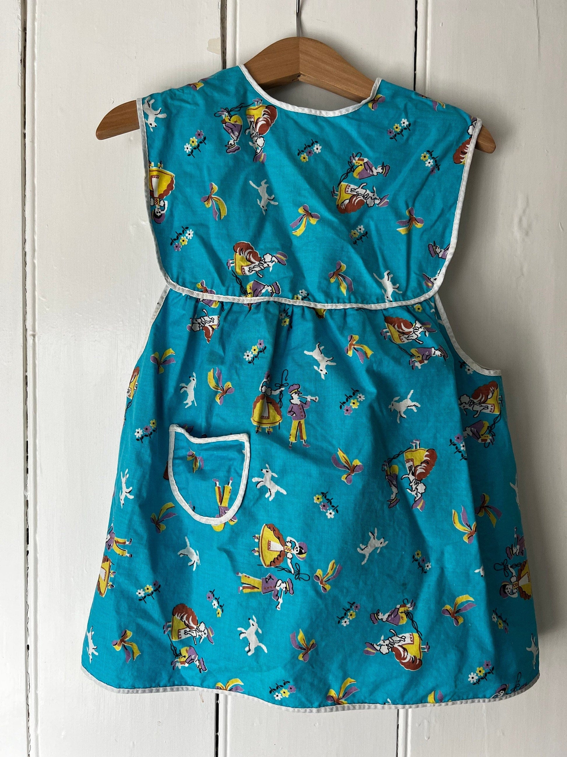 Vintage Girls Pinafore Dress - Blue Over Dress Baby Dress 2-3 years