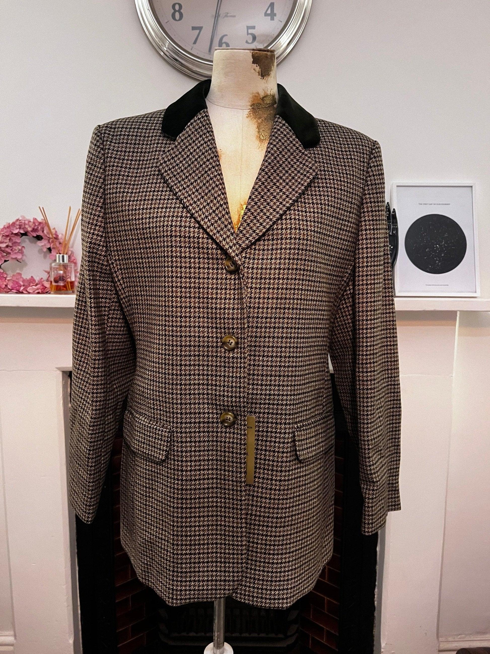 Vintage Green Tweed Blazer M&S Olive Green Tweed Houndstooth Blazer Jacket - Still includes tags from 1995 St Michael collection