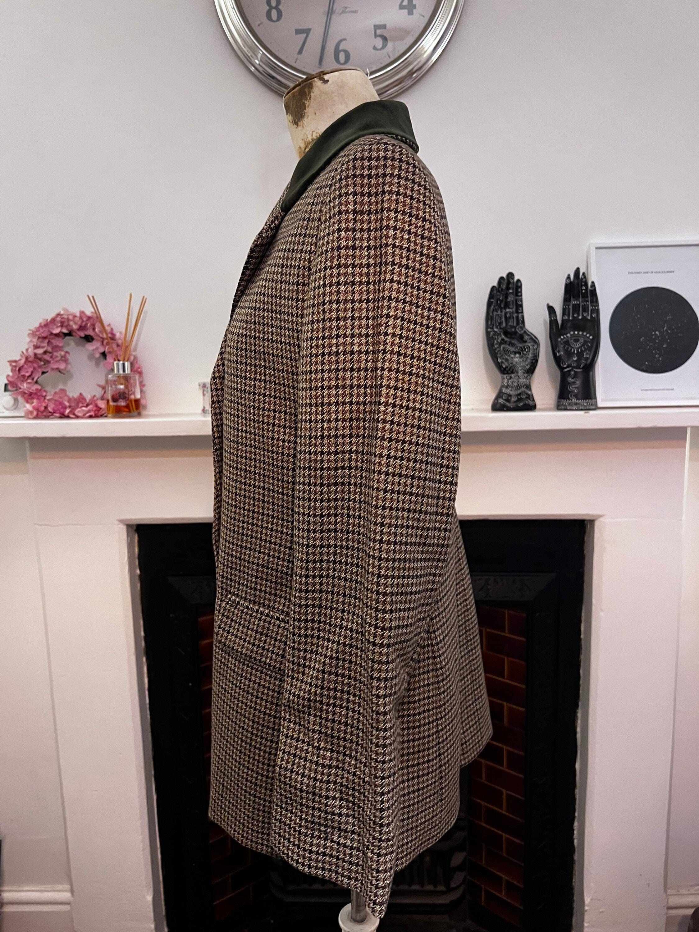 Vintage Green Tweed Blazer M S Olive Green Tweed Houndstooth