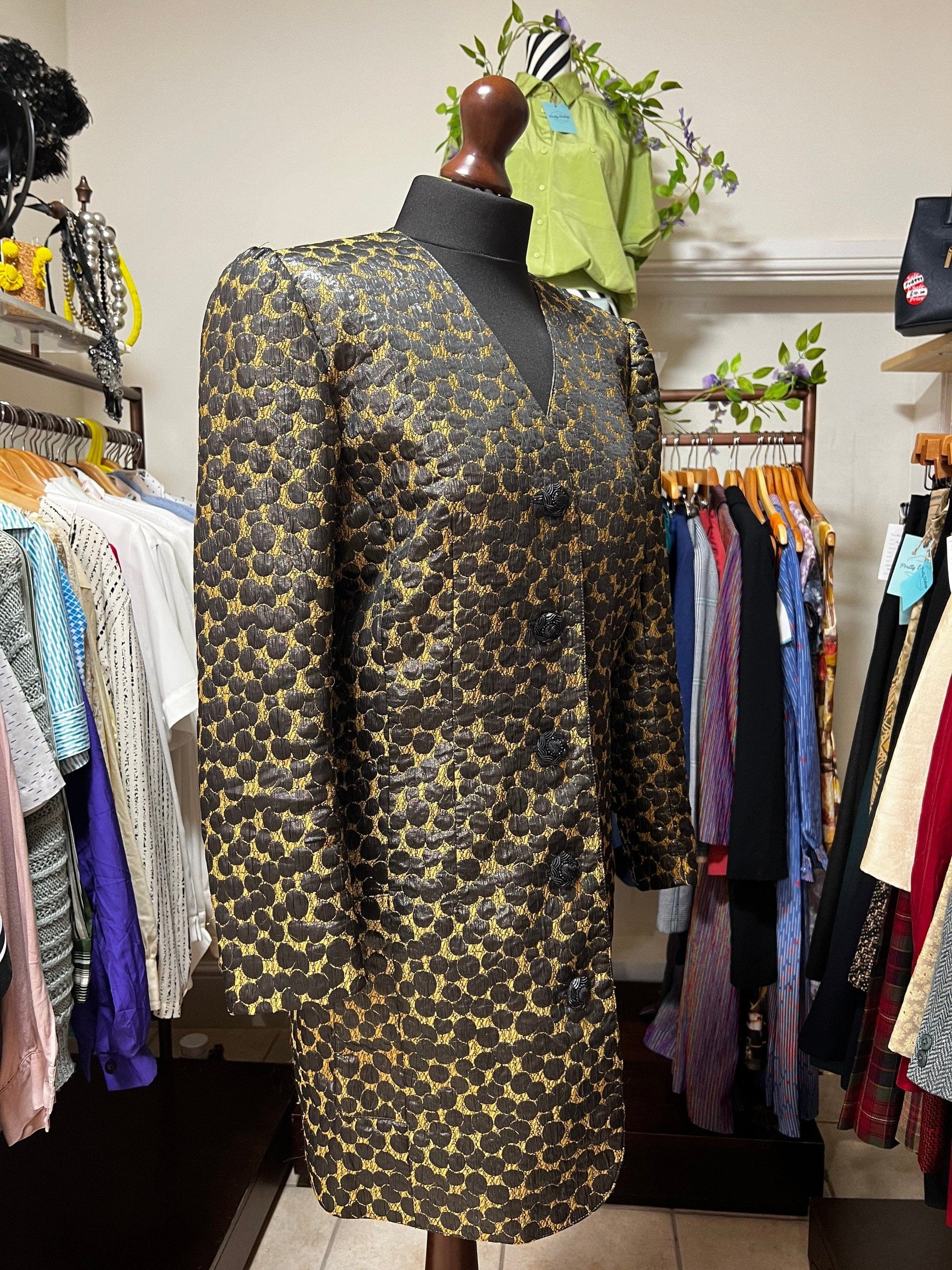 Vintage Hardy Amies Blazer Evening Jacket Leopard Print - 12 - Longline