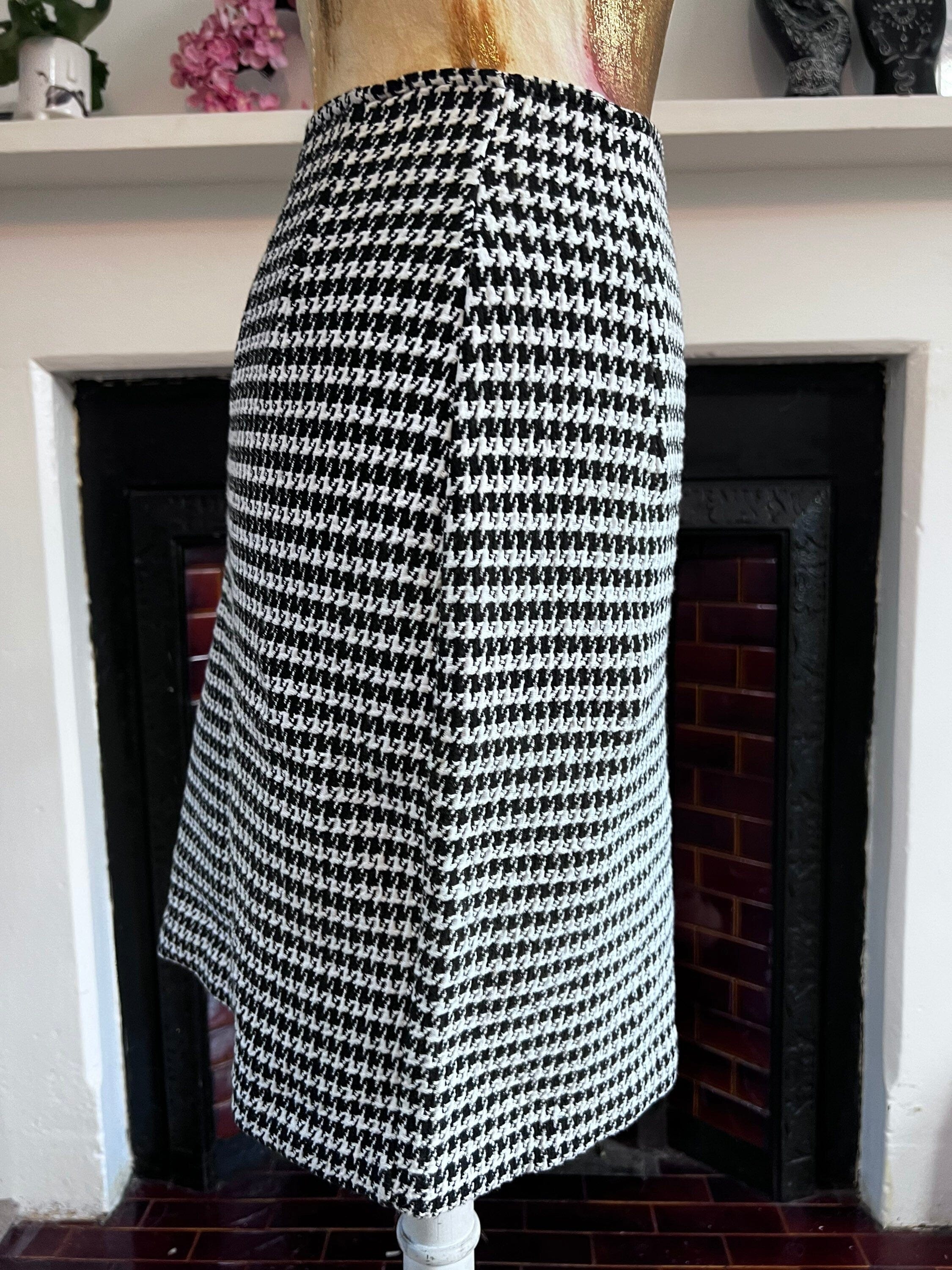 Vintage Houndstooth M S Stretch 90s Skirt Houndstooth Skirt