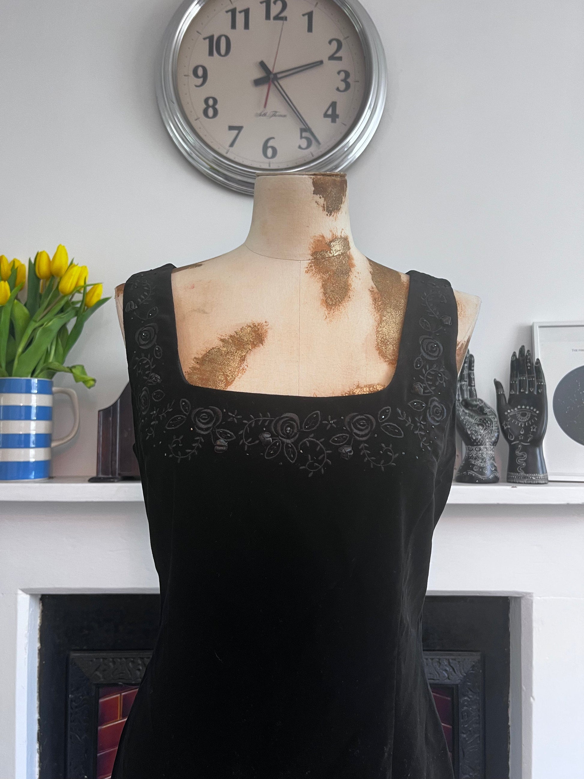 Laura ashley black velvet dress discount