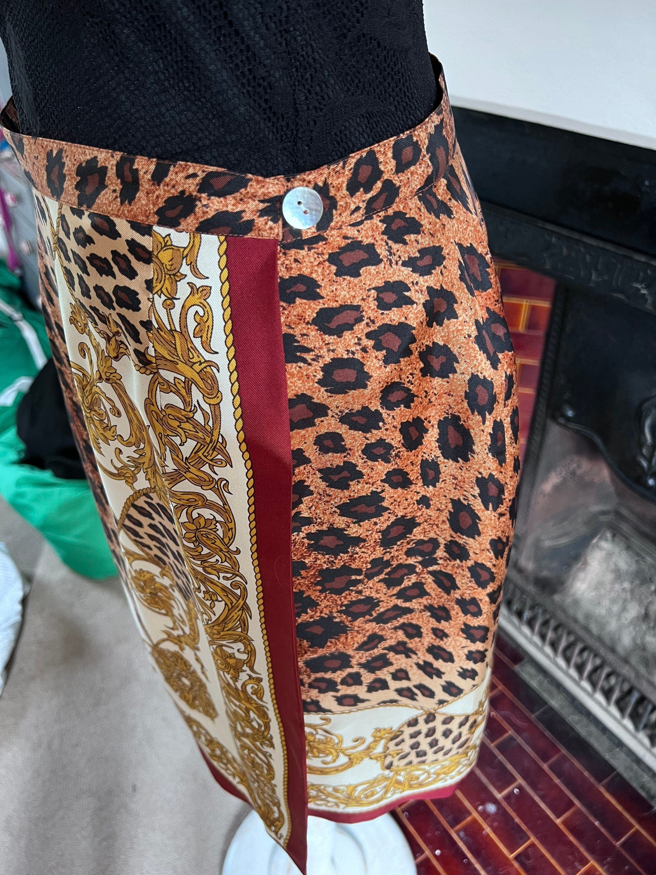 Red leopard wrap skirt on sale