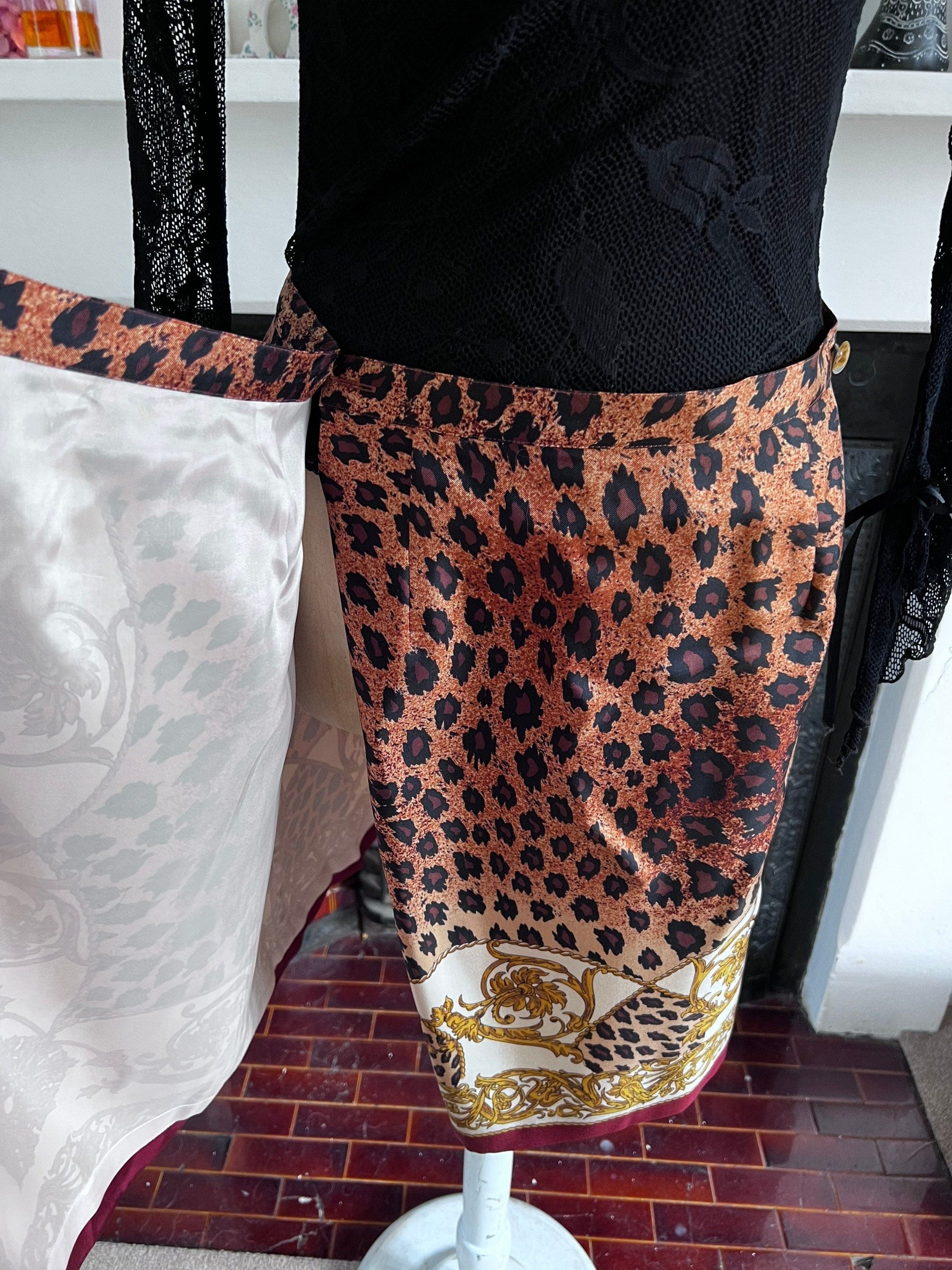 Vintage Leopard Print Wrap Skirt Nieman Marcus Leopard Scarf