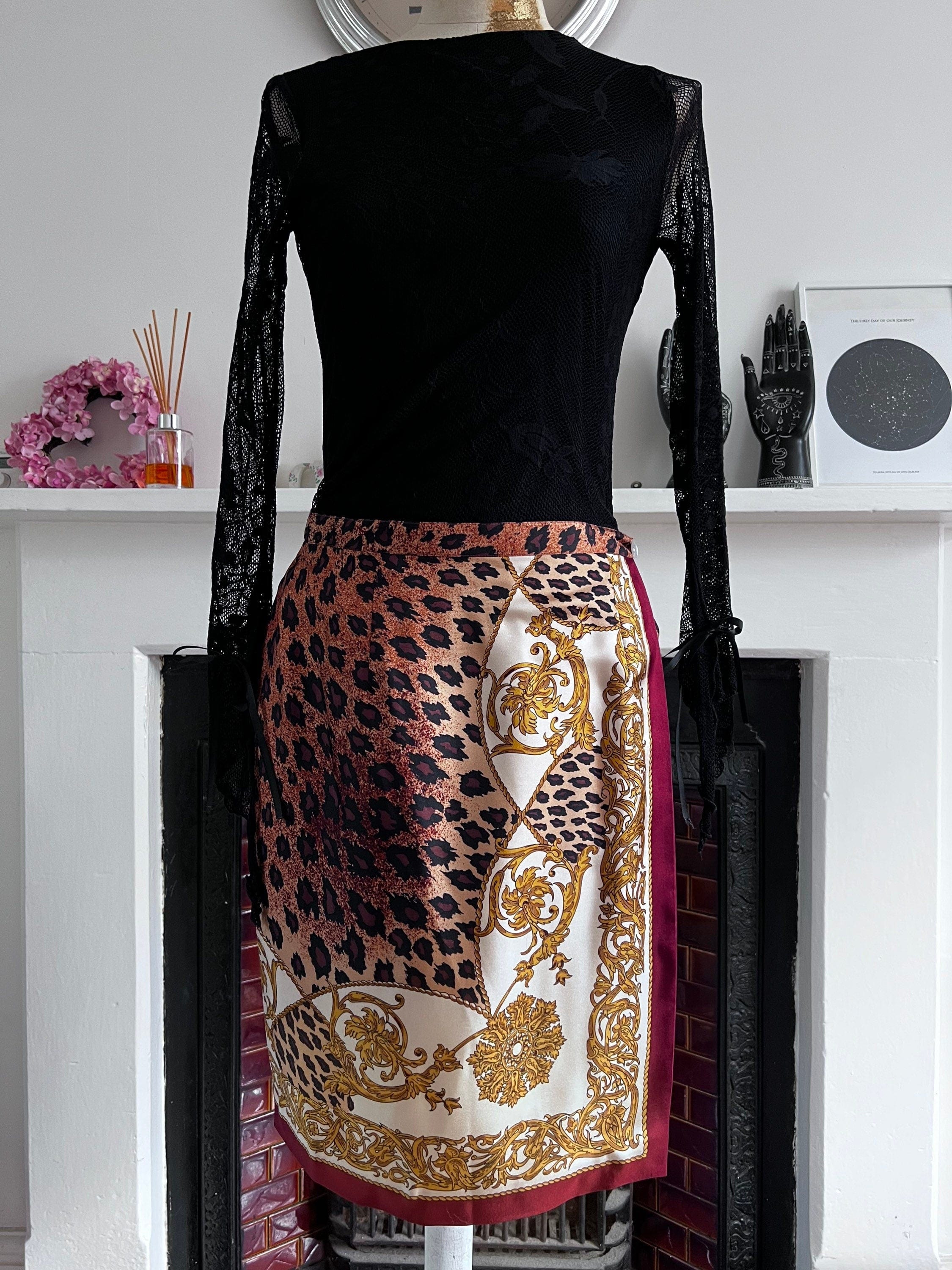 Vintage Leopard Print Wrap Skirt Nieman Marcus Leopard Scarf Skirt 100 Silk