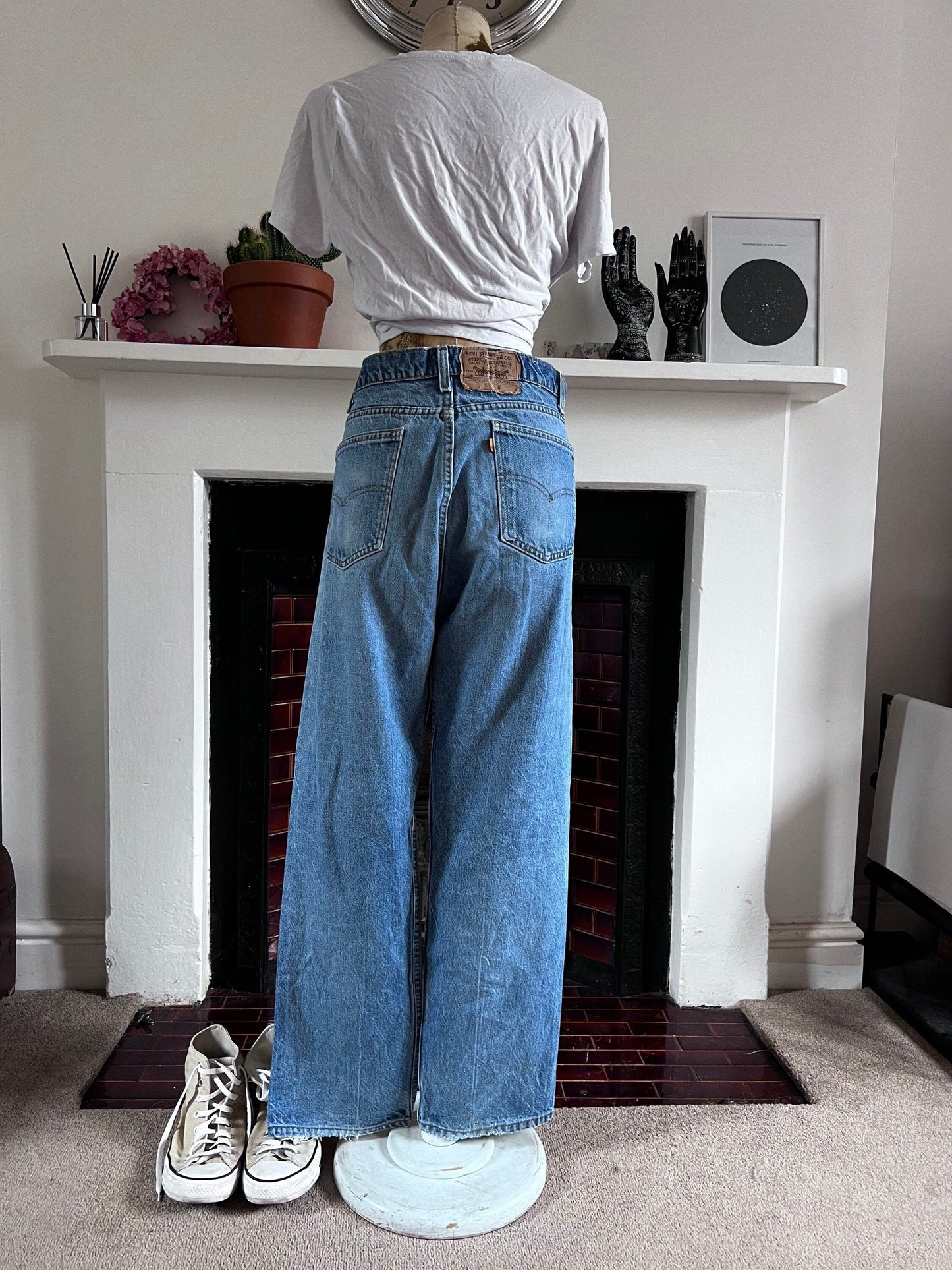 Vintage Levi Jeans Relaxed Fit - light stone wash denim jeans  - Levi Jeans 505 W 38 L30 ORANGE TAB