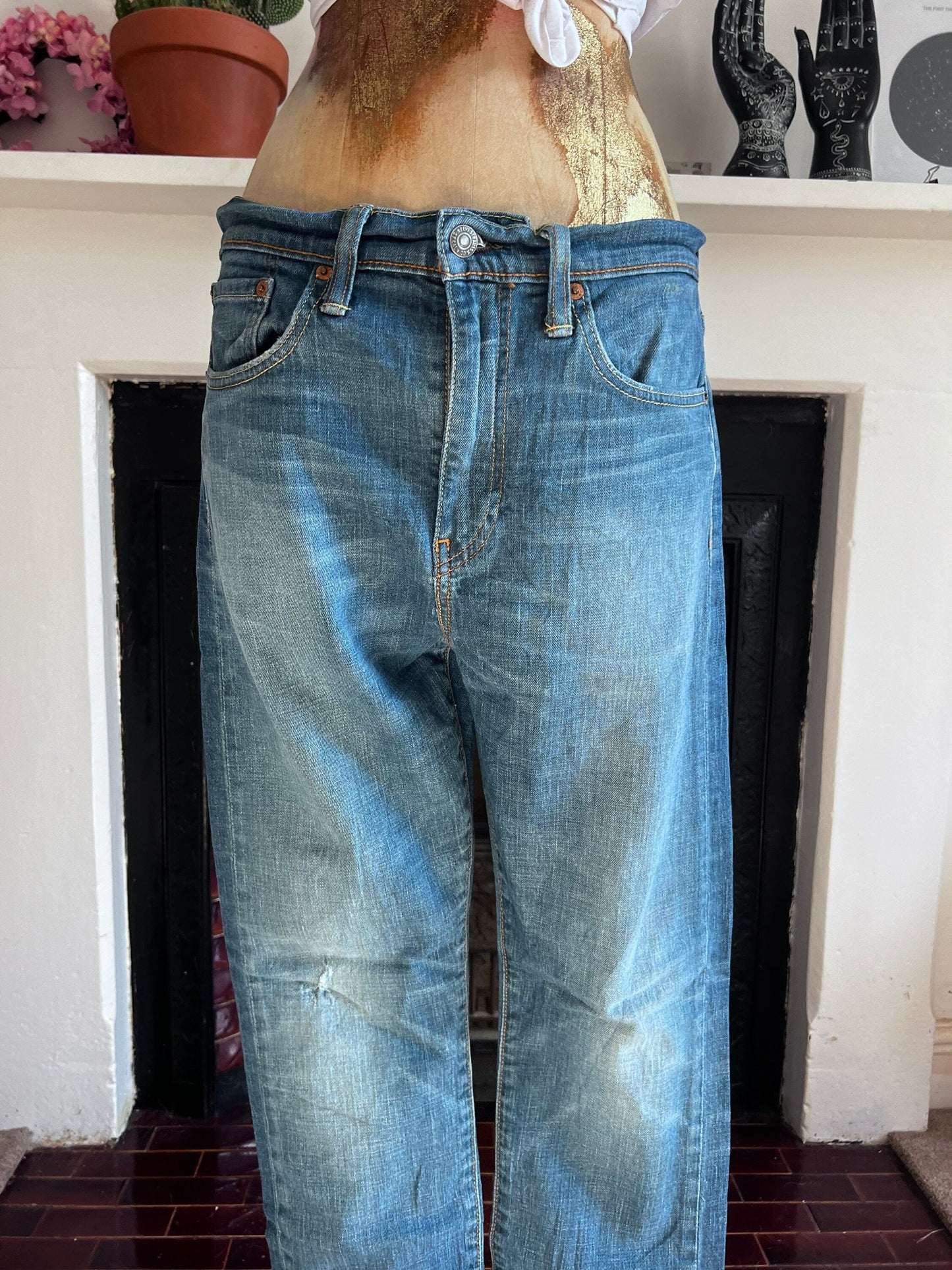 Vintage Levi Jeans Straight 522 Fit - light stone wash denim jeans  - Levi Jeans 522 W31 L30