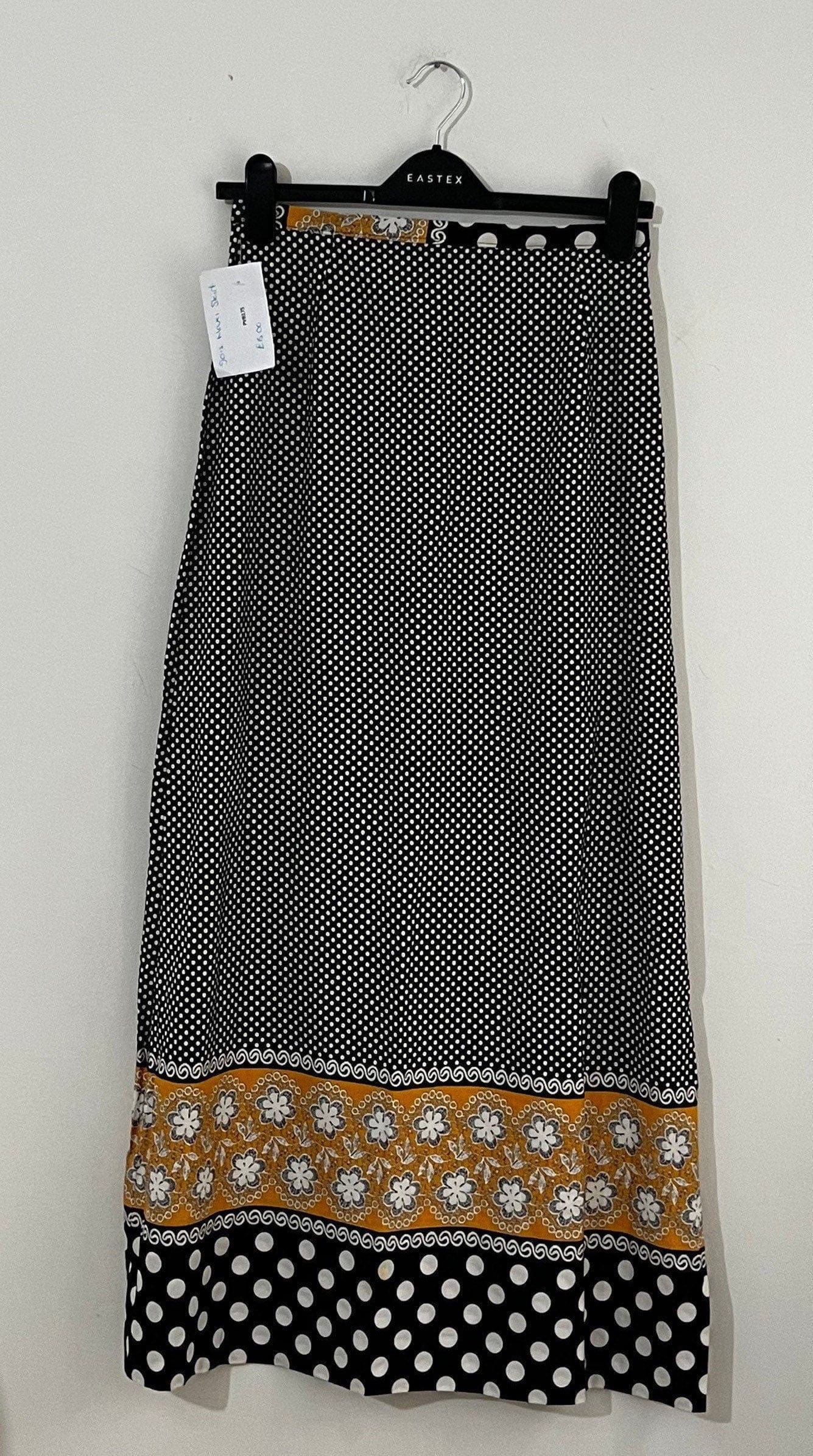 Vintage Maxi Skirt Black and Yellow Ankle Length - UK Size 8