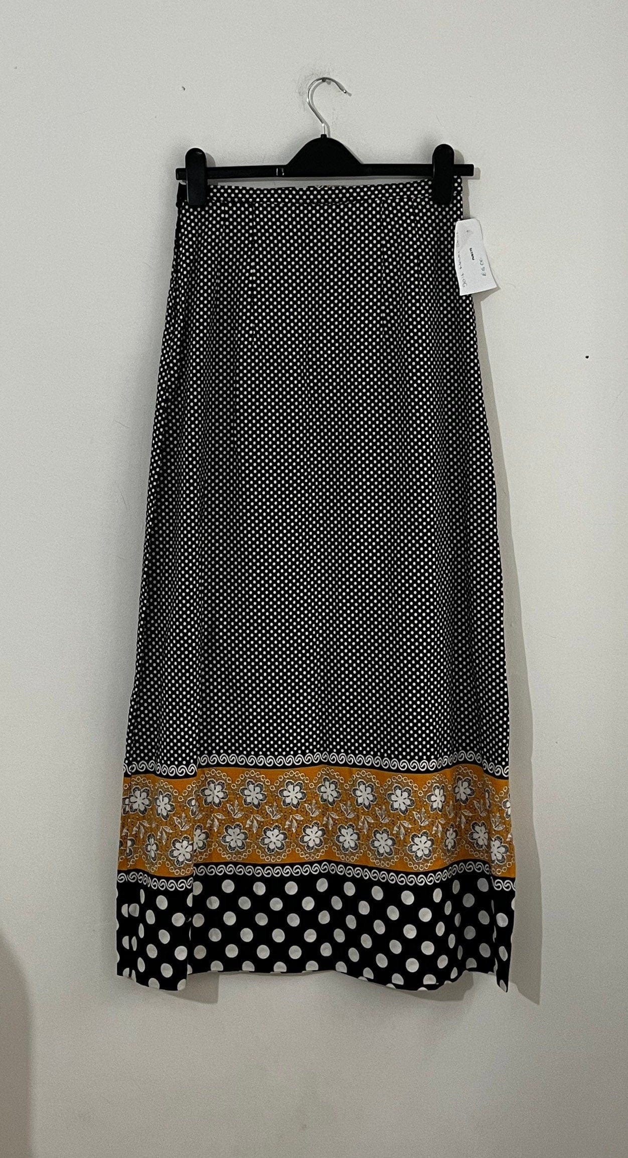 Vintage Maxi Skirt Black and Yellow Ankle Length UK Size 8