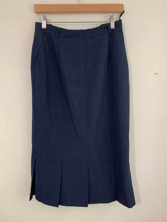Vintage Navy Fink Skirt Midi Below the Knee Length UK 12- WITH POCKETS