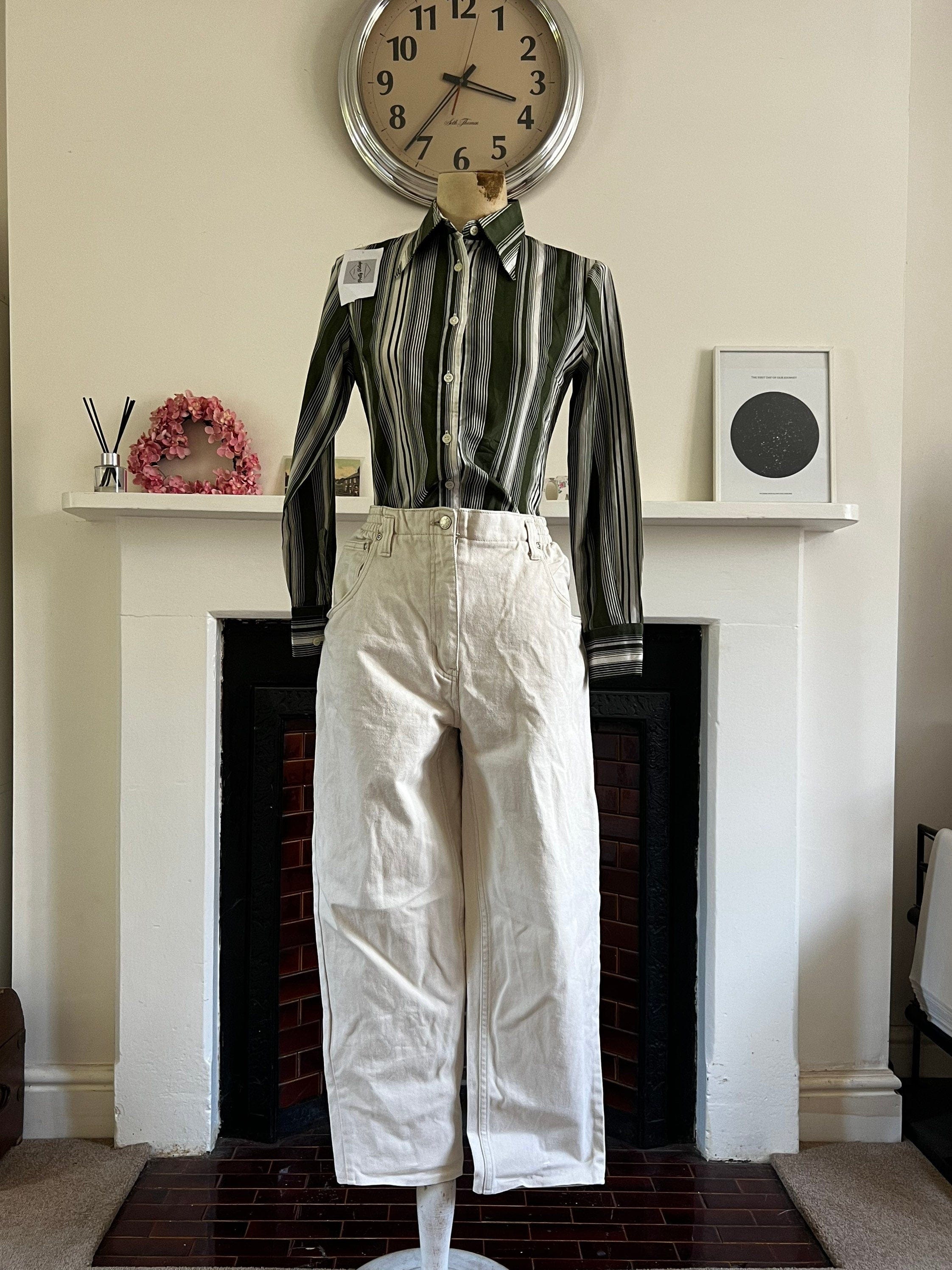 Vintage off White Jeans Stretch White Jeans W32 36 L26 UK12