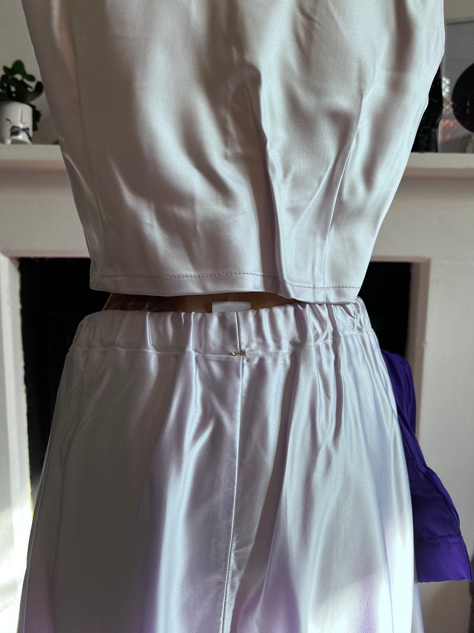Vintage Prom Lilac Whistles Two Piece Puffball Maxi Skirt and Cropped Shell Top Chiffon Ruffle Belt UK12 Whistles