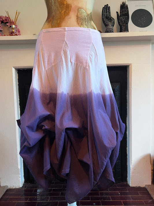 Vintage Purple Tie Die Hippie Skirt Pixie Hem mid calf skirt