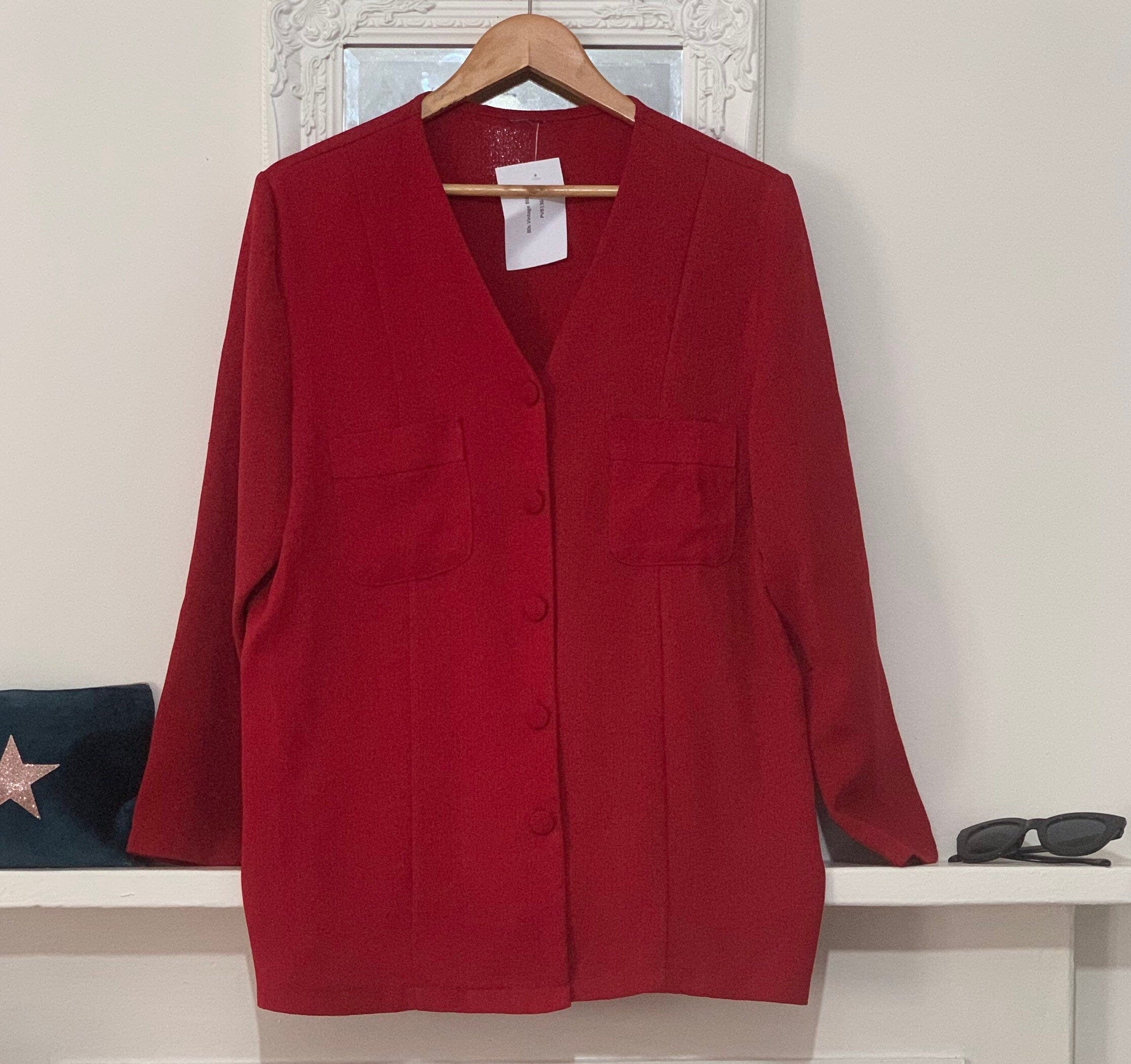 Long red blazer top