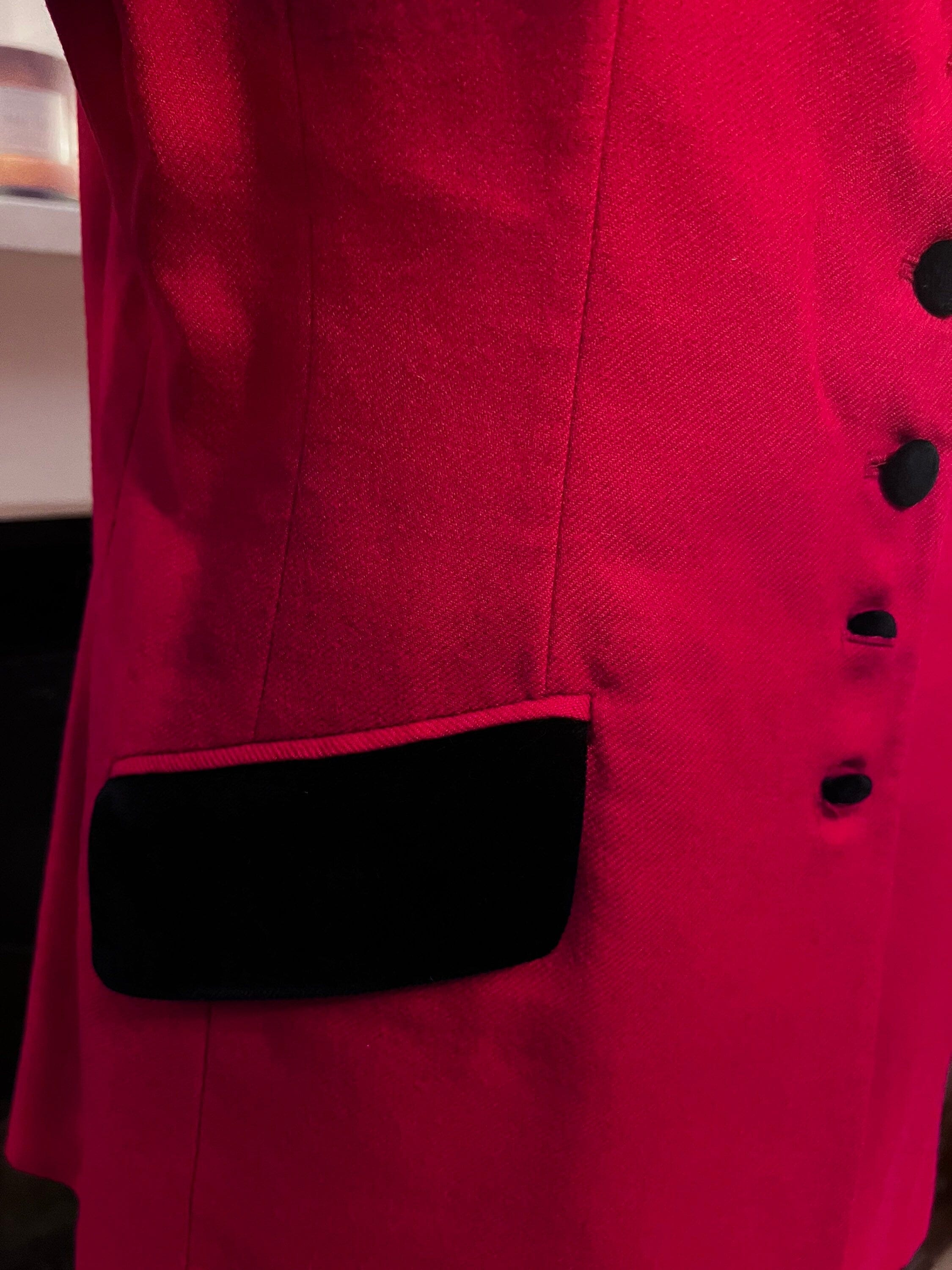 Vintage Red Riding Jacket Black collars Scarlet Blazer Jacket