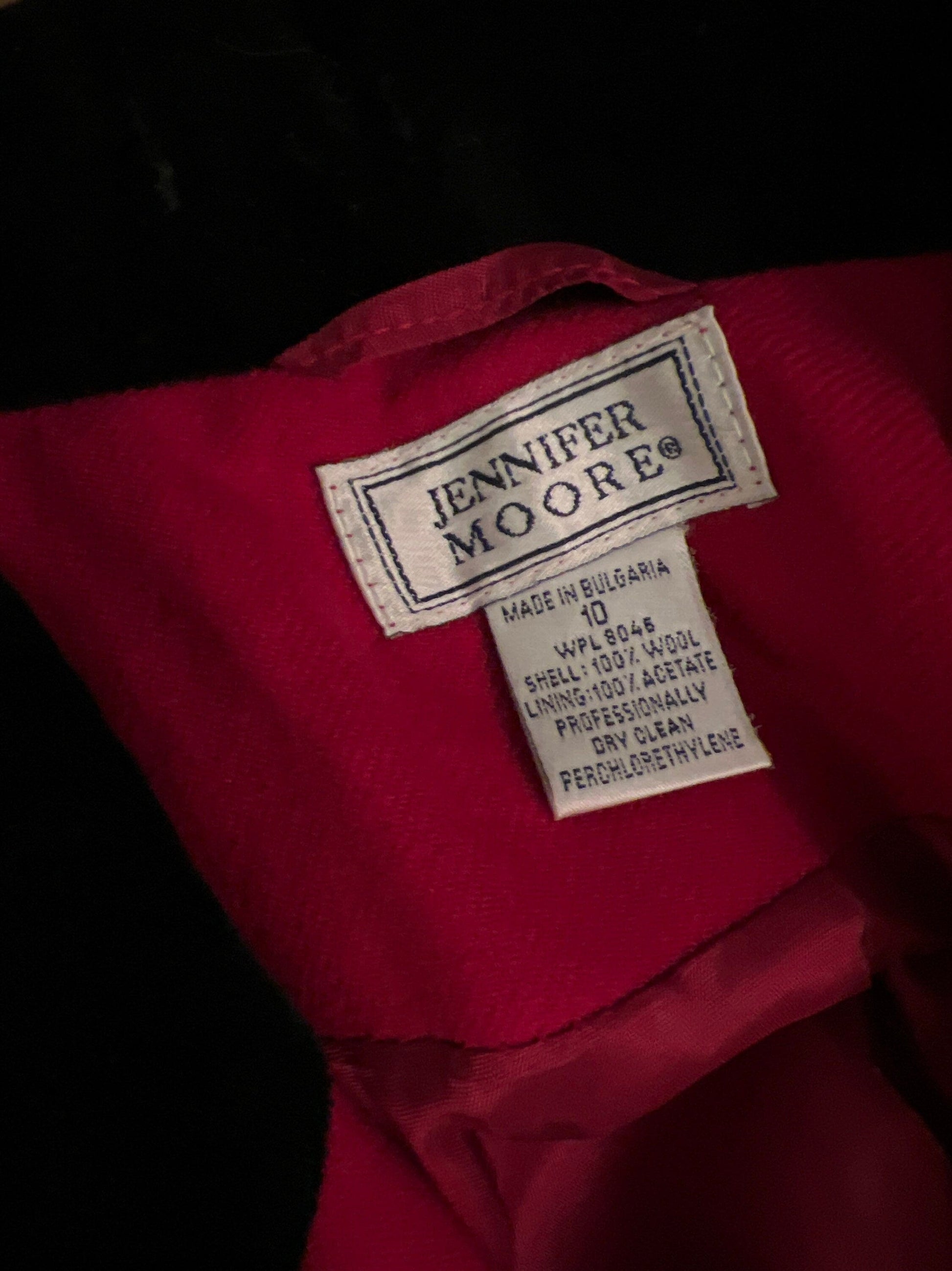 Vintage Red Riding Jacket Black collars Scarlet Blazer Jacket - excellent condition Jennifer Moore US10